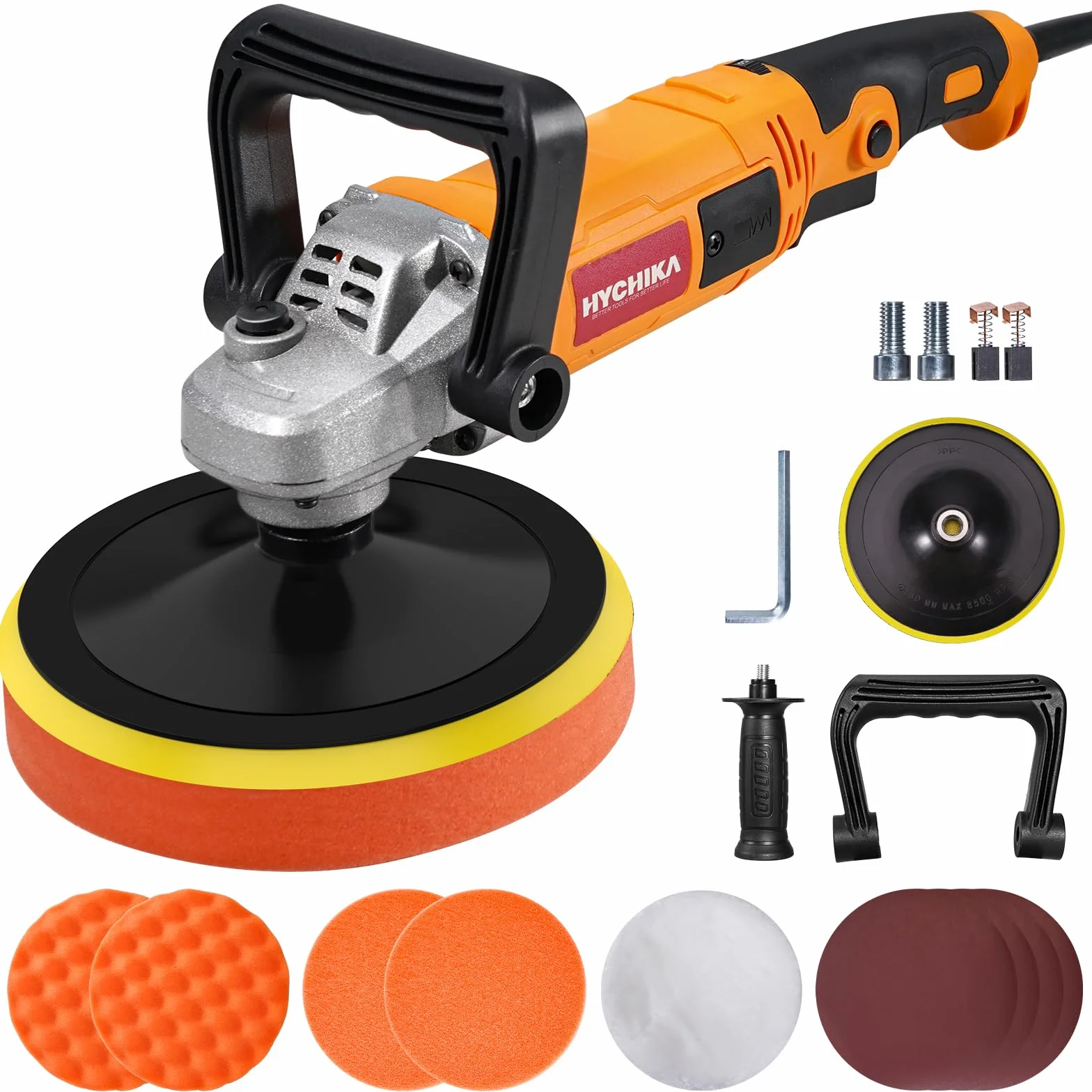 HYCHIKA Polerka samochodowa 1580 W, 6-stopniowa regulacja prędkości, tarcza 180 mm