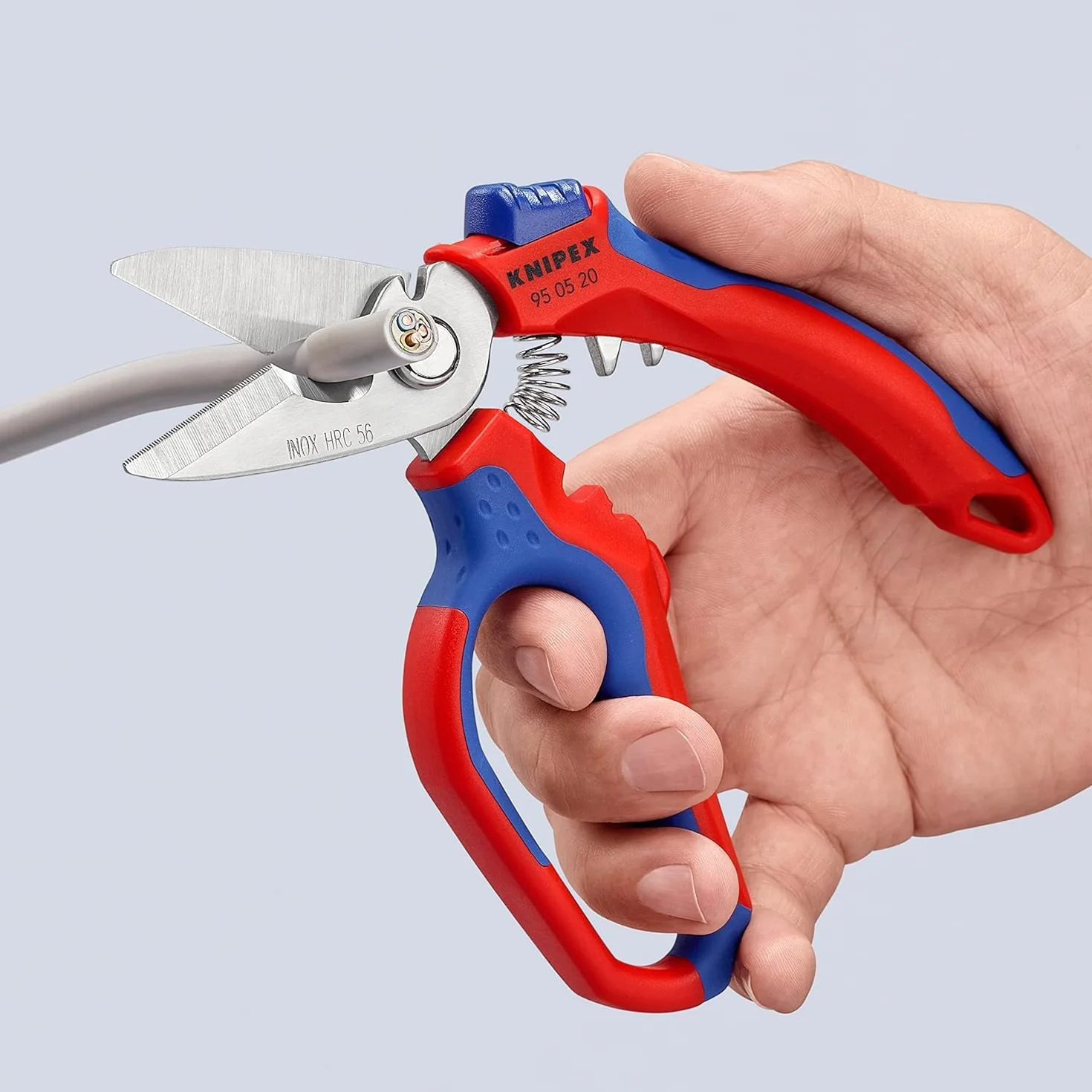 KNIPEX Nożyczki kątowe dla elektryków polerowana na wysoki połysk Z wielokomponentowymi nasadkami, wzmacniane włóknem szklanym 180 mm, 95 05 20 SB