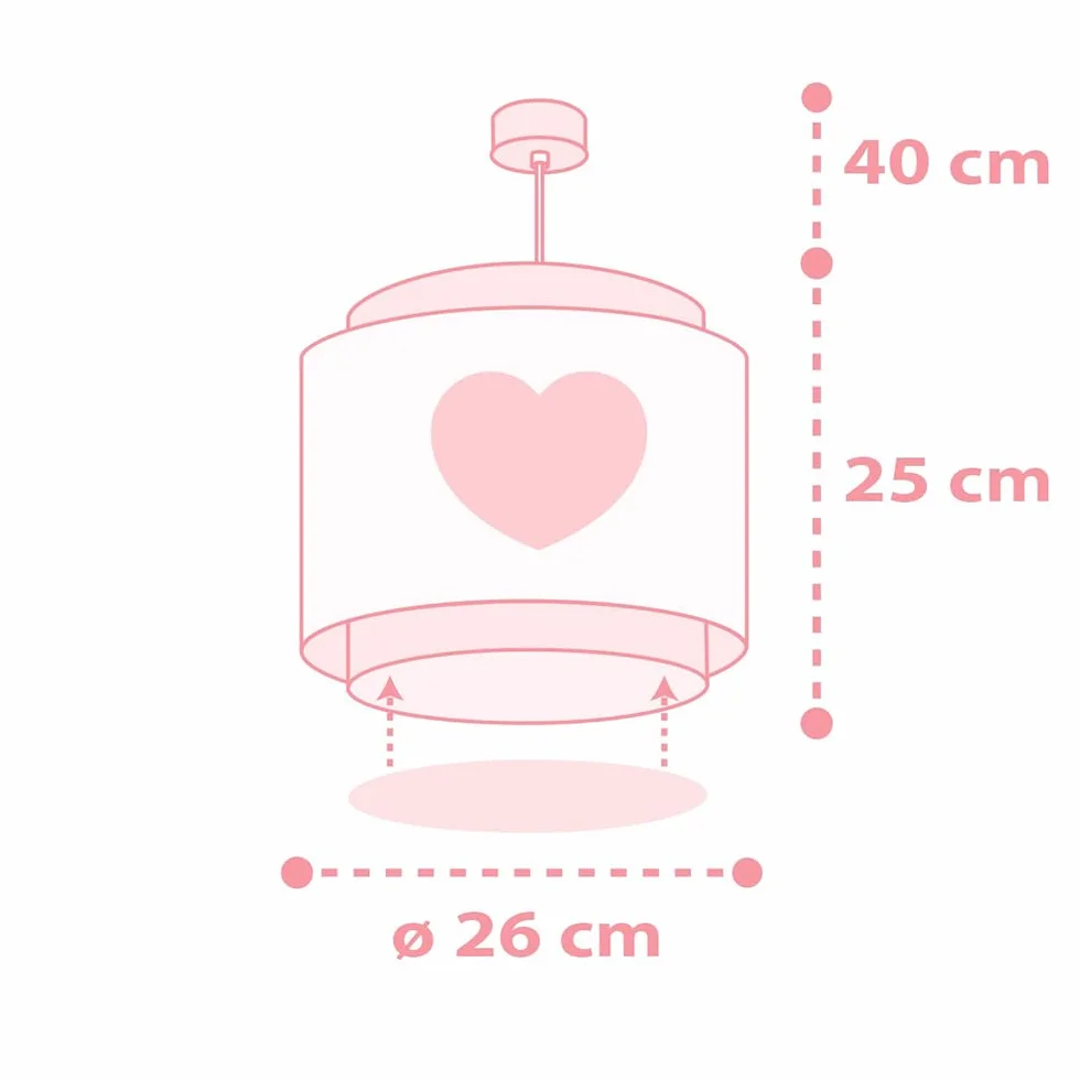 Dziecięca lampa sufitowa wisząca Baby Dreams z różowym sercem