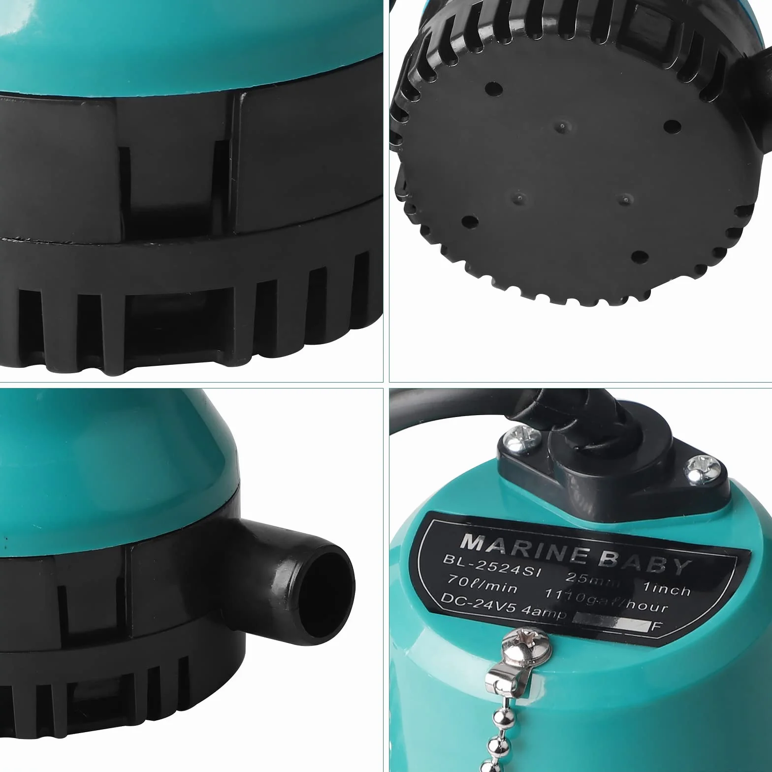 SWAWIS Pompa zanurzeniowa do brudnej wody DC 12 V, 50 W, 4200 l/h, pompa głębinowa, pompa wodna, przewód 2,3 m, z zaciskiem, do stawu rybnego
