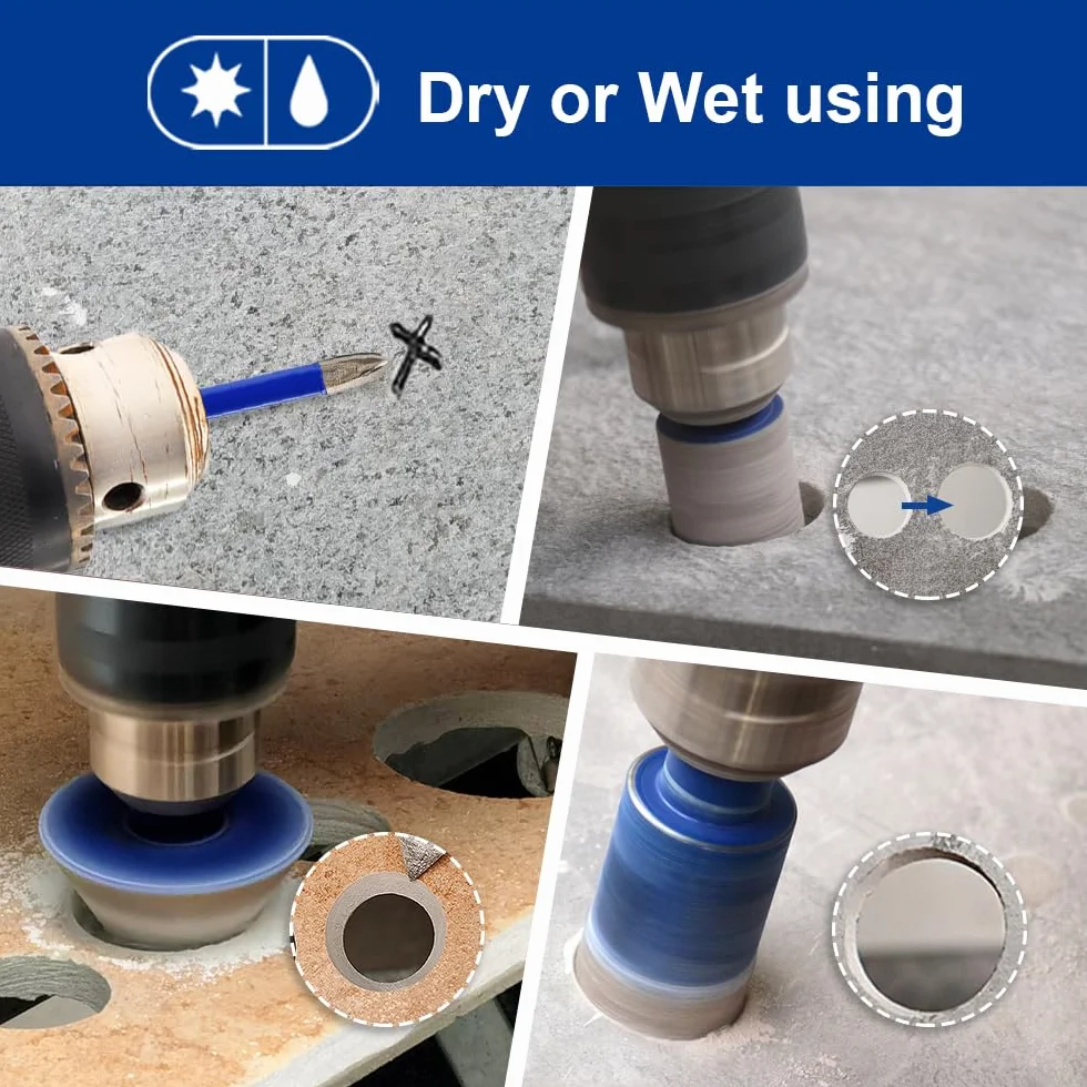 SHDIATOOL Diamentowe wiertła rdzeniowe z 6 mm pozycjonowanie węglika / 45 mm sześciokątny skos / 20 mm sześciokątne pręty szlifierskie, wiertło 9 sztuk (6/8/10/12/20/25/28/32/35 mm)