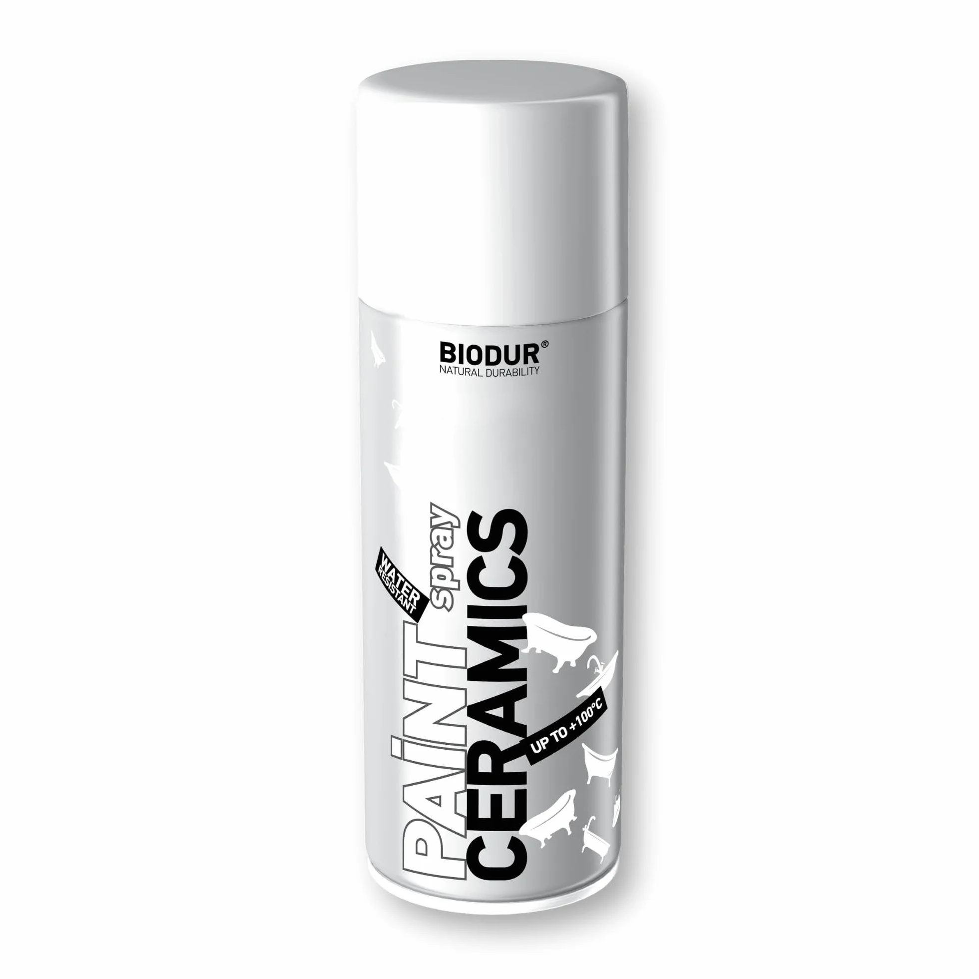 Emalia, lakier ceramiczny w sprayu, błyszczący, 400 ml, lakier akrylowy, wysoko kryjąca farba w sprayu, odporna na promieniowanie UV, puszka sprayu do renowacji, szybkoschnący, do białych