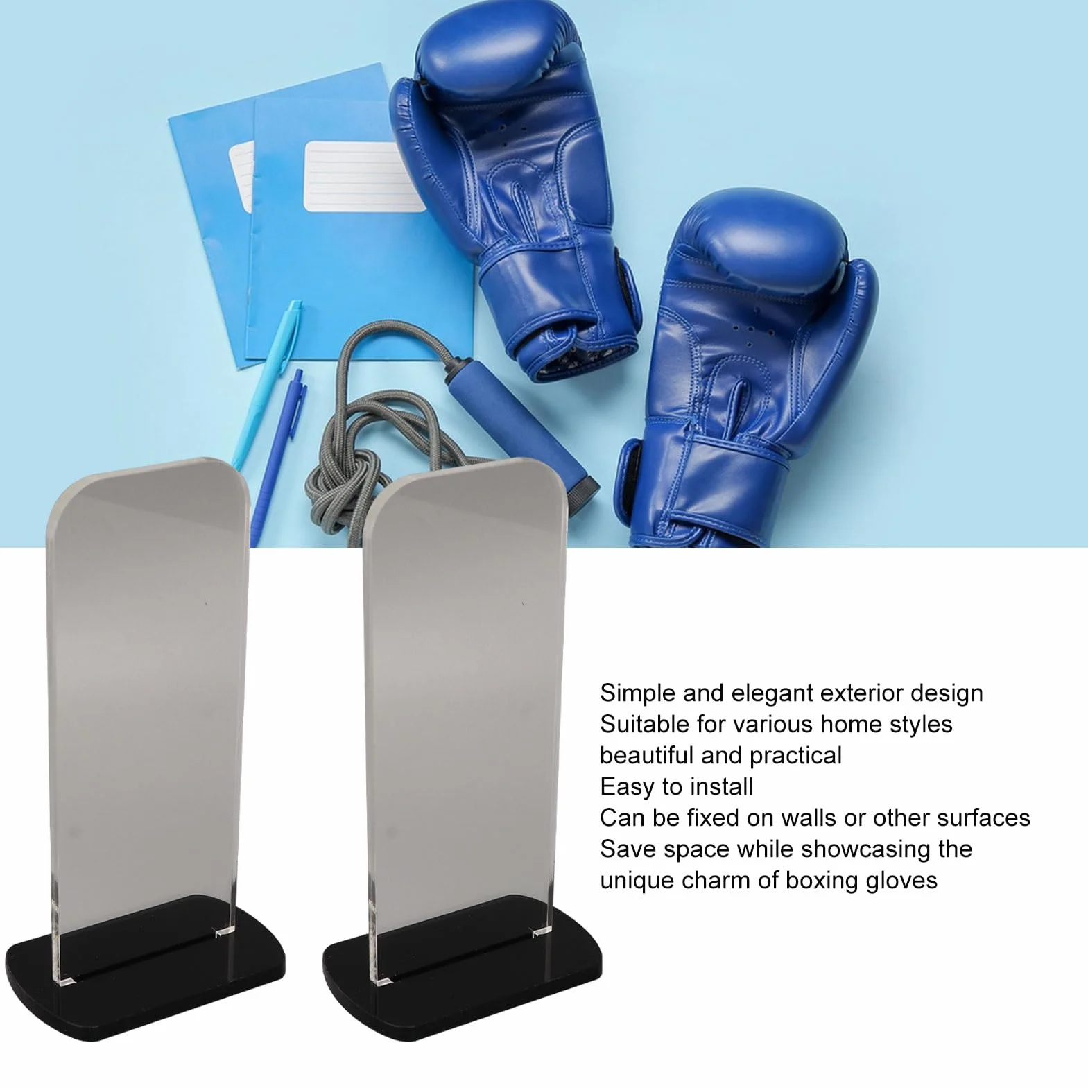 Fockety 2 Pack Stojak na rękawice bokserskie akrylowy uchwyt na rękawice bokserskie pionowy stojak na rękawice bokserskie Wystawa kolekcji rękawic bokserskich 3.1x2.0x5.9in