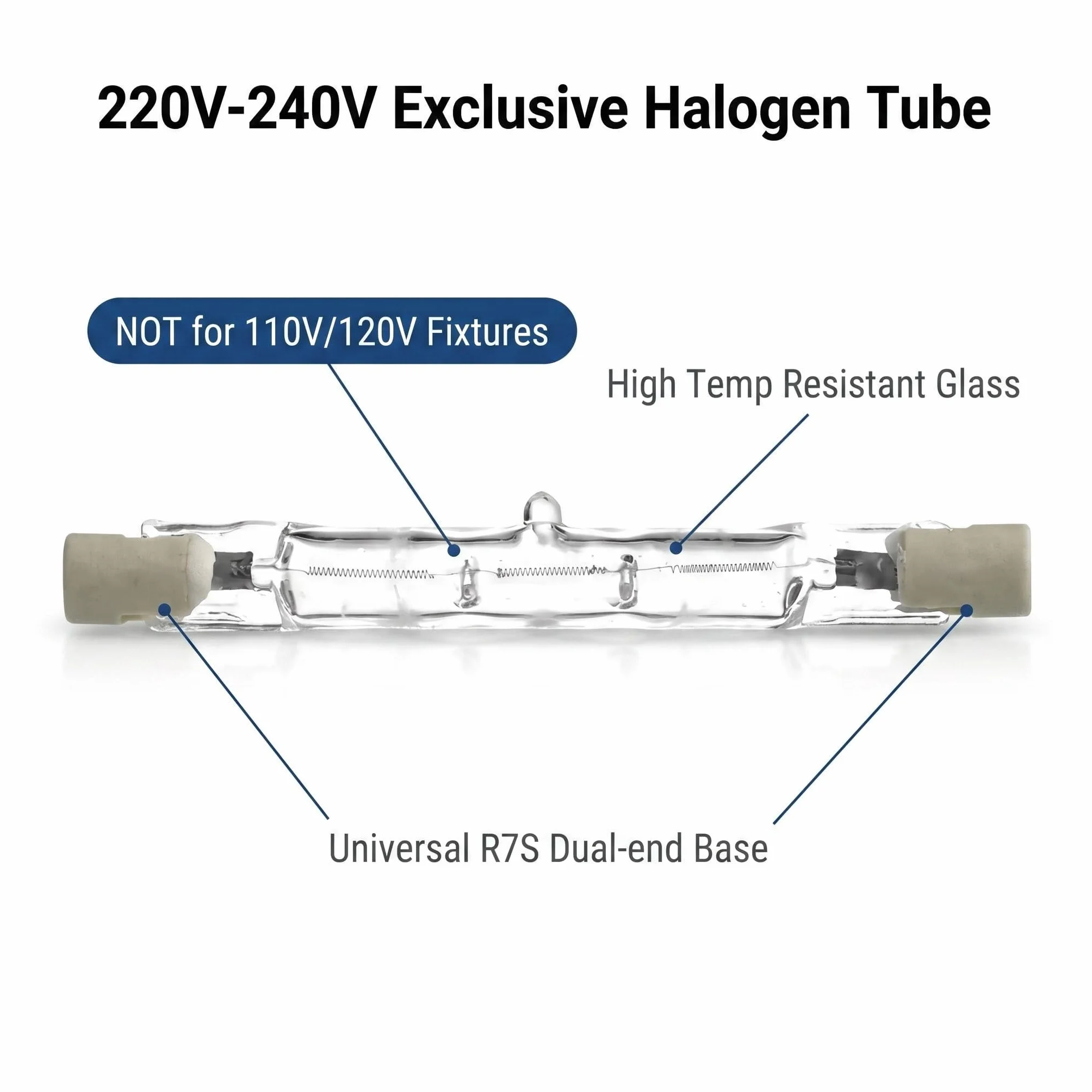R7s lampa halogenowa 189 mm ściemnialna 1500 W typ J Lampa halogenowa 8 szt | Ciepła biel 2800K, 220-240V, specjalna podwójna żarówka do projektora budowlanego, piekarnika, sceny i studia, wysoki CRI