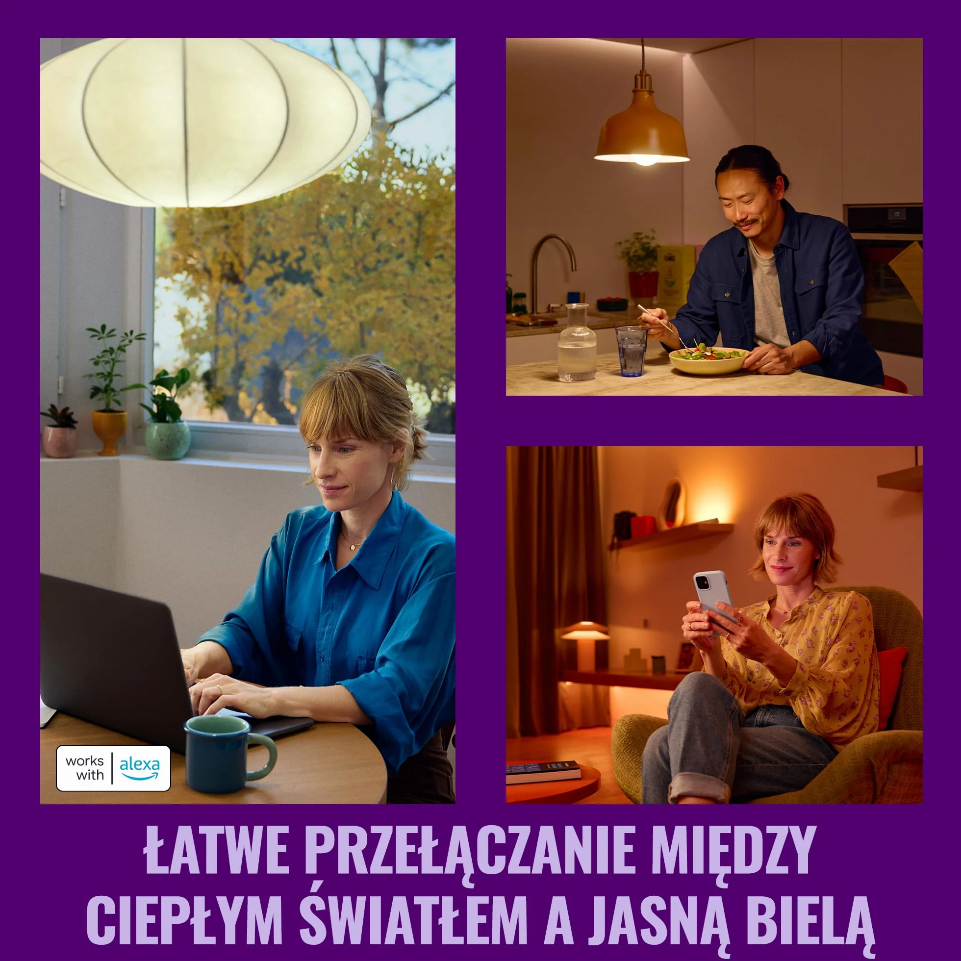 Żarówka WiZ Smart LED A60, kolor i regulowany odcień białego światła, trzonek E27, odpowiednik 60 W, 2200K–6500K, 806 lumenów, przyciemn, działa z Alexą, Google Assistant i Apple Home, op. 2 szt.
