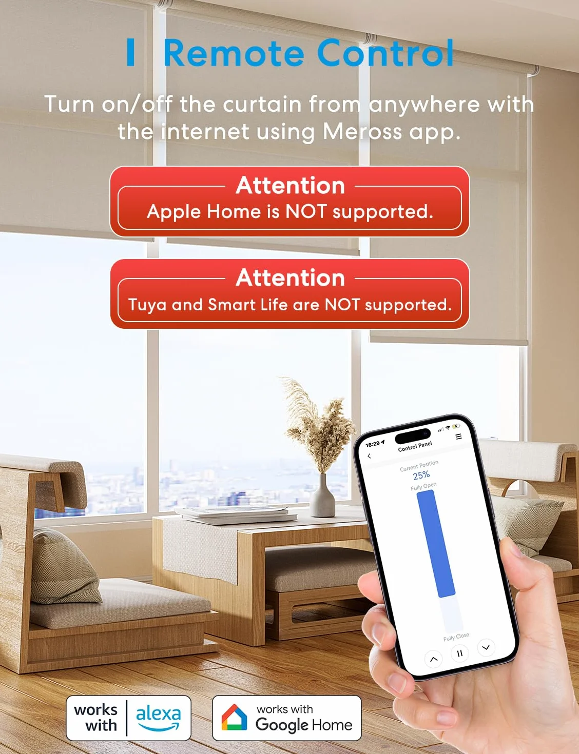 Meross Przełącznik WiFi do rolet (NEUTRALNY PRZEWÓD WYMAGANY), przełącznik dotykowy do kurtyny okiennej Kompatybilny z Alexa, Google Home i SmartThing, Niekompatybilny z HomeKit [Klasa energetyczna A+++]
