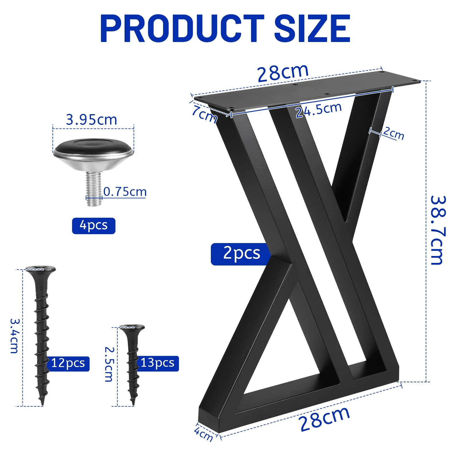 Metalowe Nóżki Meblowe 250 kg Czarny Lalago Nogi do Stołu Y Przemysłowe DIY