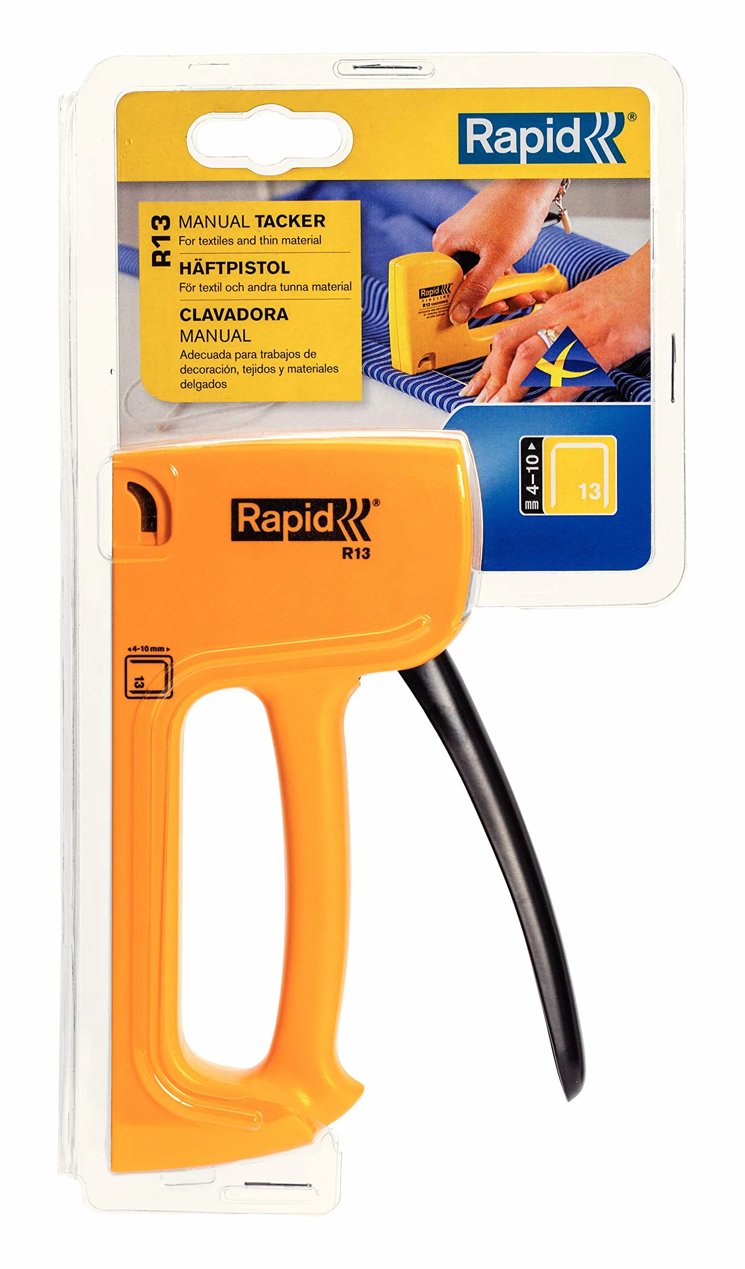 Rapid, Zszywacz Ręczny Rapid R13 do Zszywek Nr 13 z Cienkiego Drutu, Ergonomiczny Uchwyt z Funkcją Blokady, Wewnętrzne Zużywalne Części ze Stali, Wyprodukowany w Szwecji (20443950)