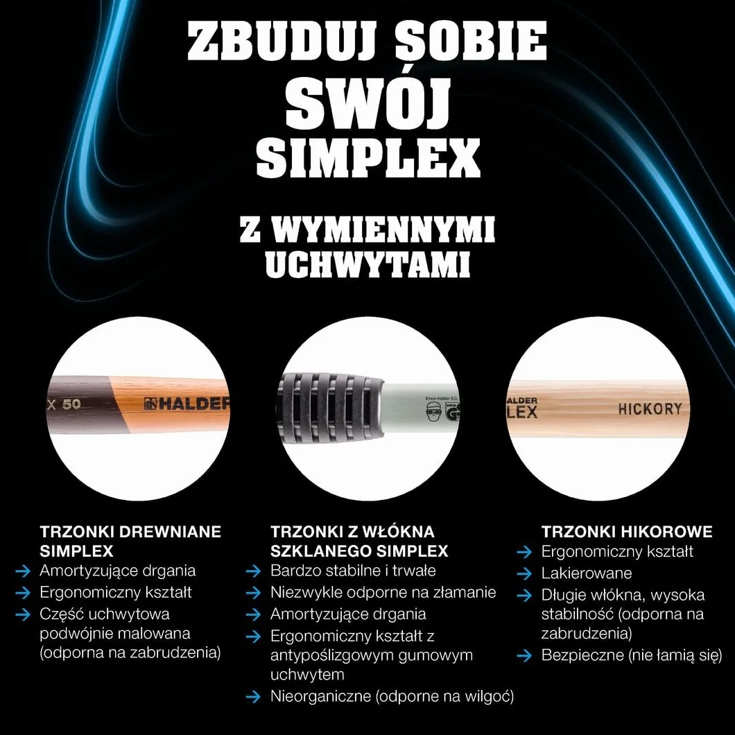 Młotek kowalski z miekkim bijakiem SIMPLEX Superpłastik 125mm HALDER