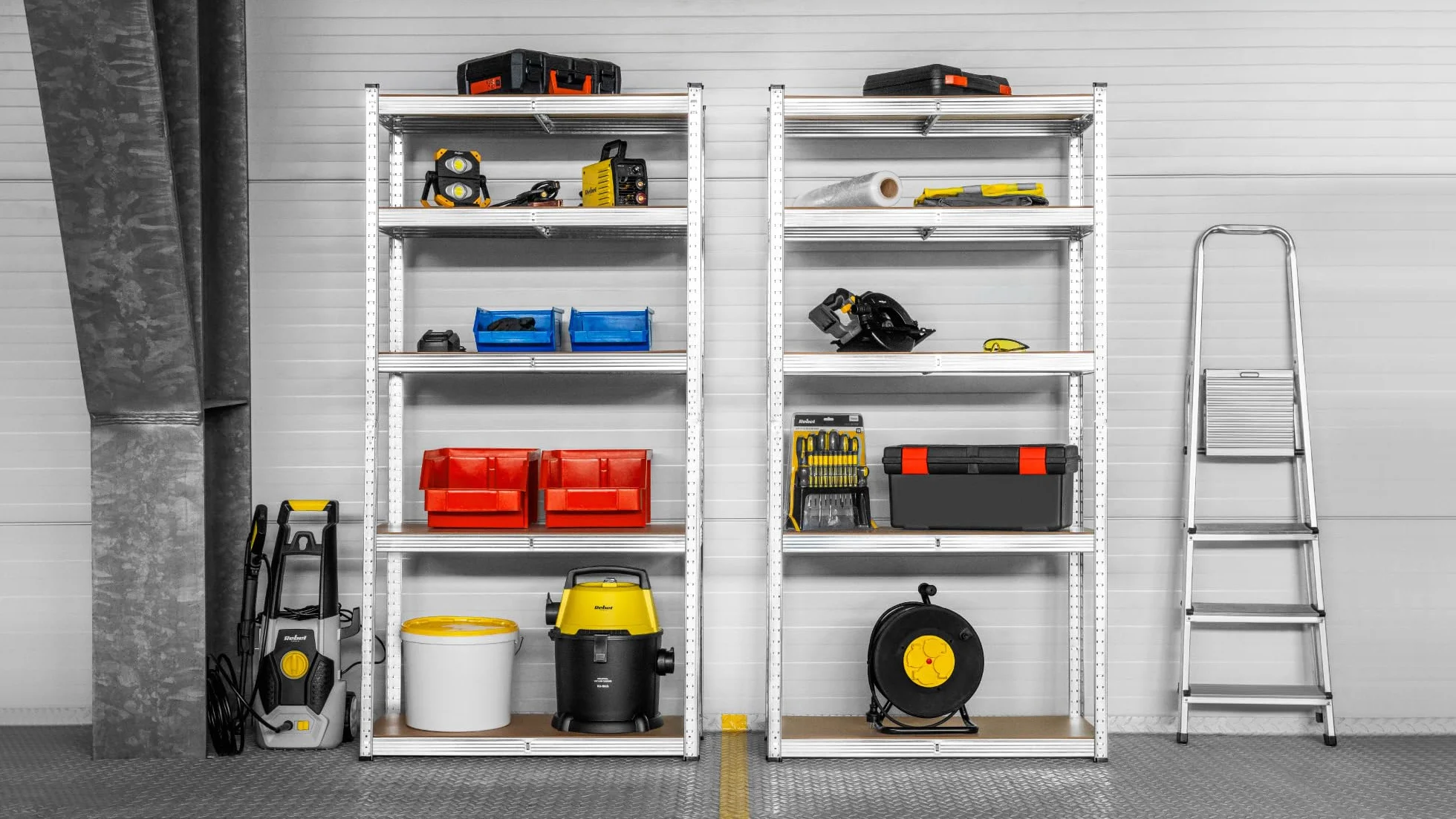 Rebel Electro Regał Metalowy Magazynowy 205x120x45 Srebrny RB-1253