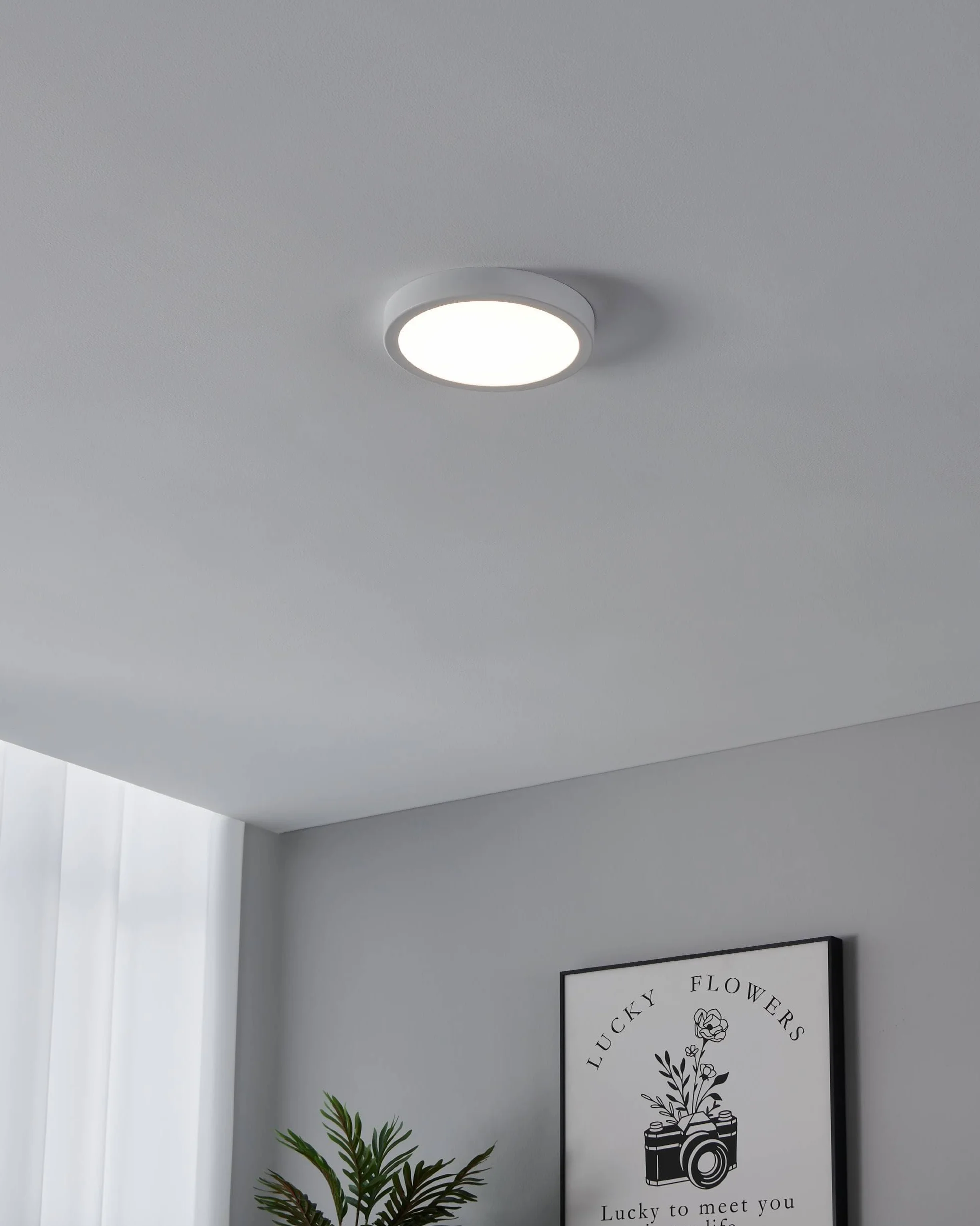 EGLO connect.z Smart Home łazienkowa lampa sufitowa LED Fueva-Z, Ø 21 cm, ZigBee, sterowanie aplikacją i głosem, regulacja barwy światła, ściemnianie, metalowa biała, IP44