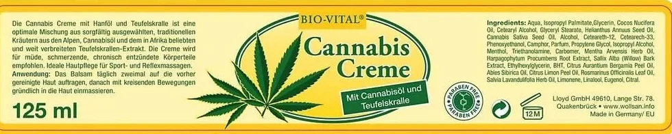 Krem z konopi indyjskich z olejem konopnym i diabelskim pazurem 125 ml