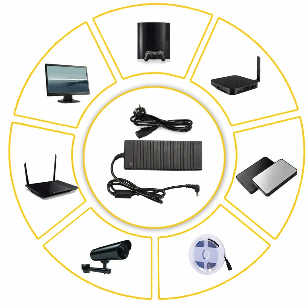 Arotelicht zasilacz LED transformator adapter,sieciowy adapter,Driver Power Supply,transformator sterownik z wtyczką do zimnych urządzeń do taśm LED 5050 SMD taśma świetlna RGB RGBW (6A, 24V)