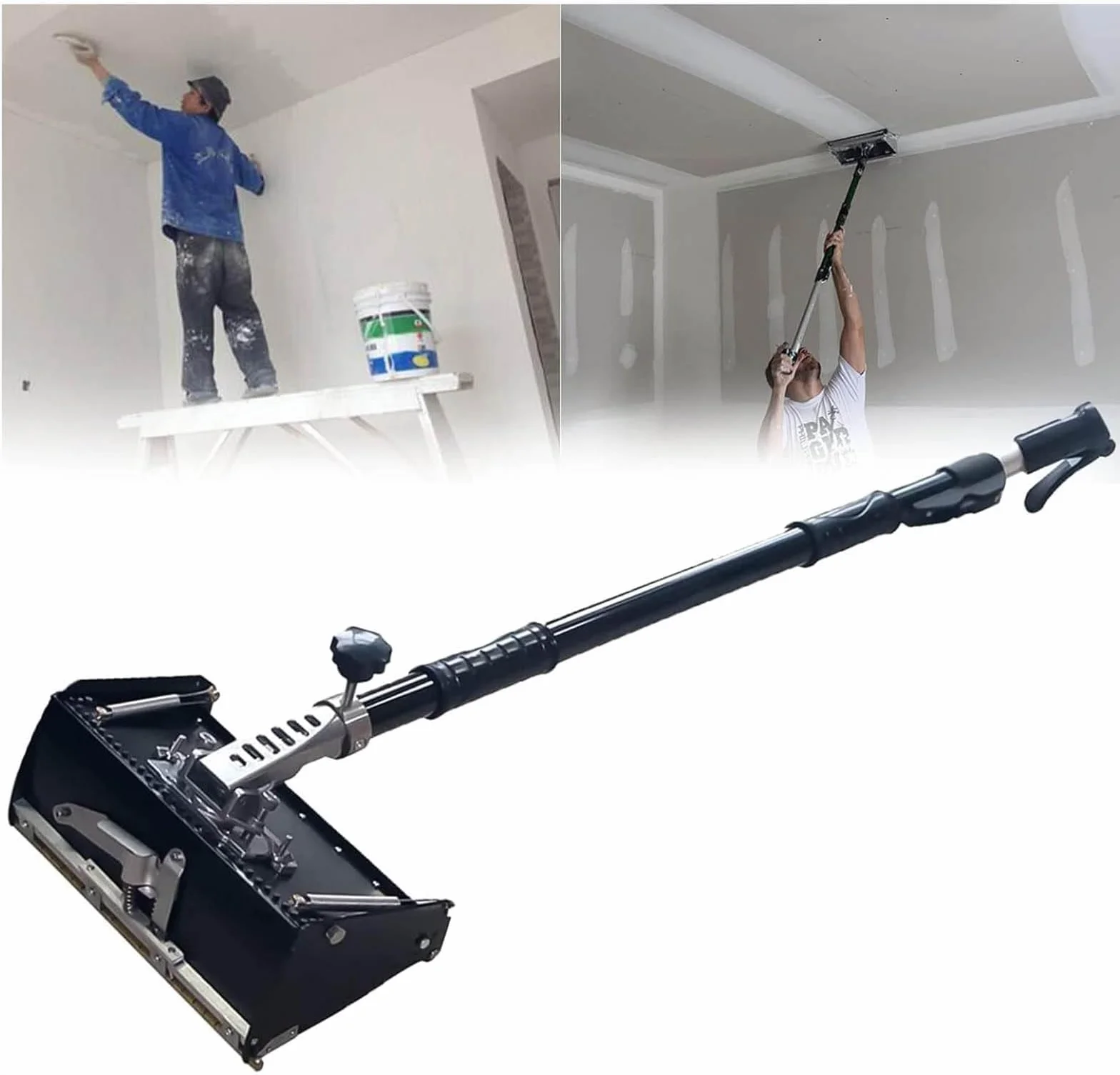 Zestaw pudełek do wykańczania płyt kartonowo-gipsowych z regulowanym przedłużeniem uchwytu i hamulcem, 25 cm, idealny do bezszwowego wykończenia płyt kartonowo-gipsowych i profesjonalnych rezultatów
