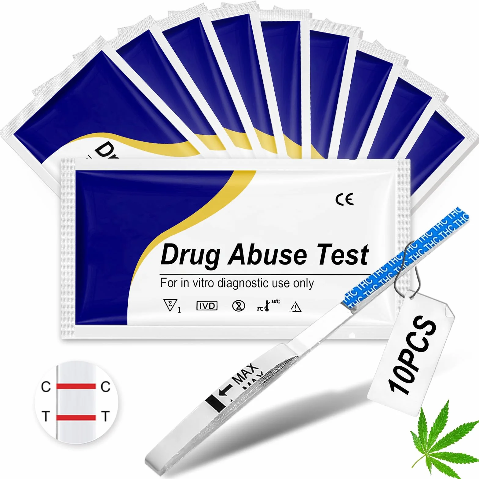 10 testów narkotykowych na mocz, test nurkowy, test narkotykowy z panelem na marihuanę, THC