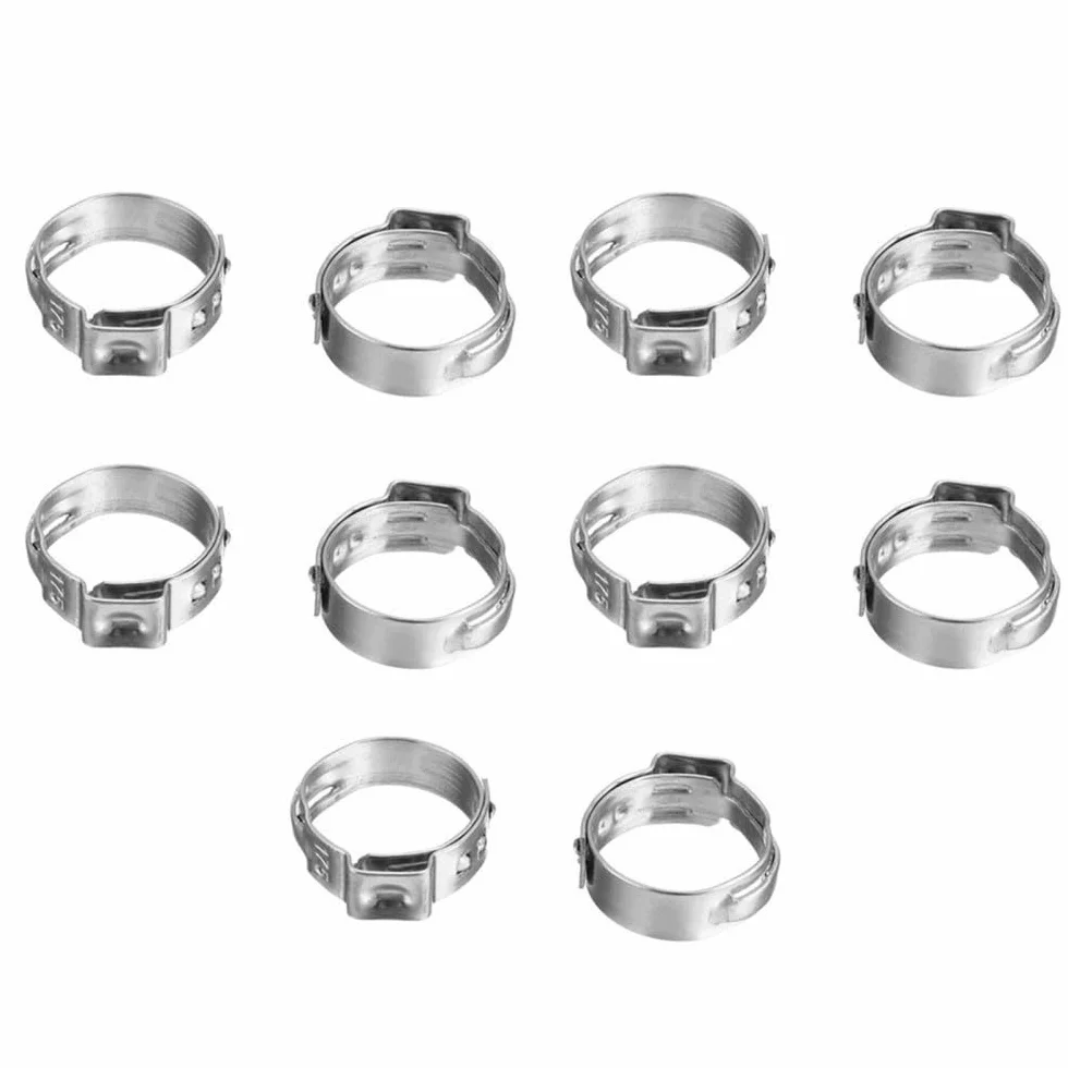 10 szt. pojedyncze klipsy do uszu ze stali nierdzewnej 304 6,5 mm - 50 mm, zacisk węża do rury rurowej, wytrzymałe, odporne na korozję zapięcie 7,8, 9,5 mm