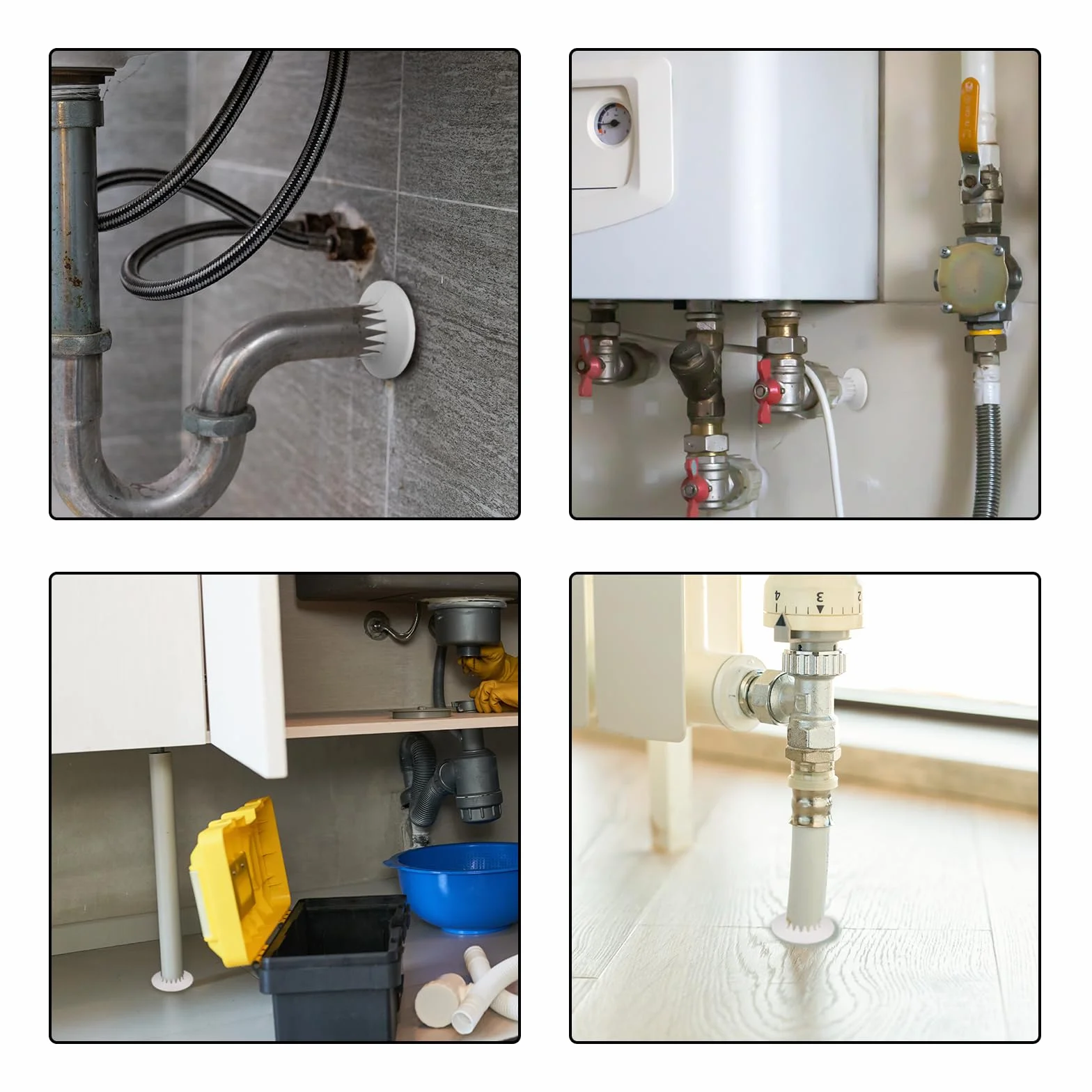 Molain Dekoracja osłony rury wodnej, 5 szt., osłony hydrauliczne, osłona przewodu odpływowego, rozeta PP, plastikowa rozeta, osłona rury toaletowej do rur wodnych (14-29 mm)