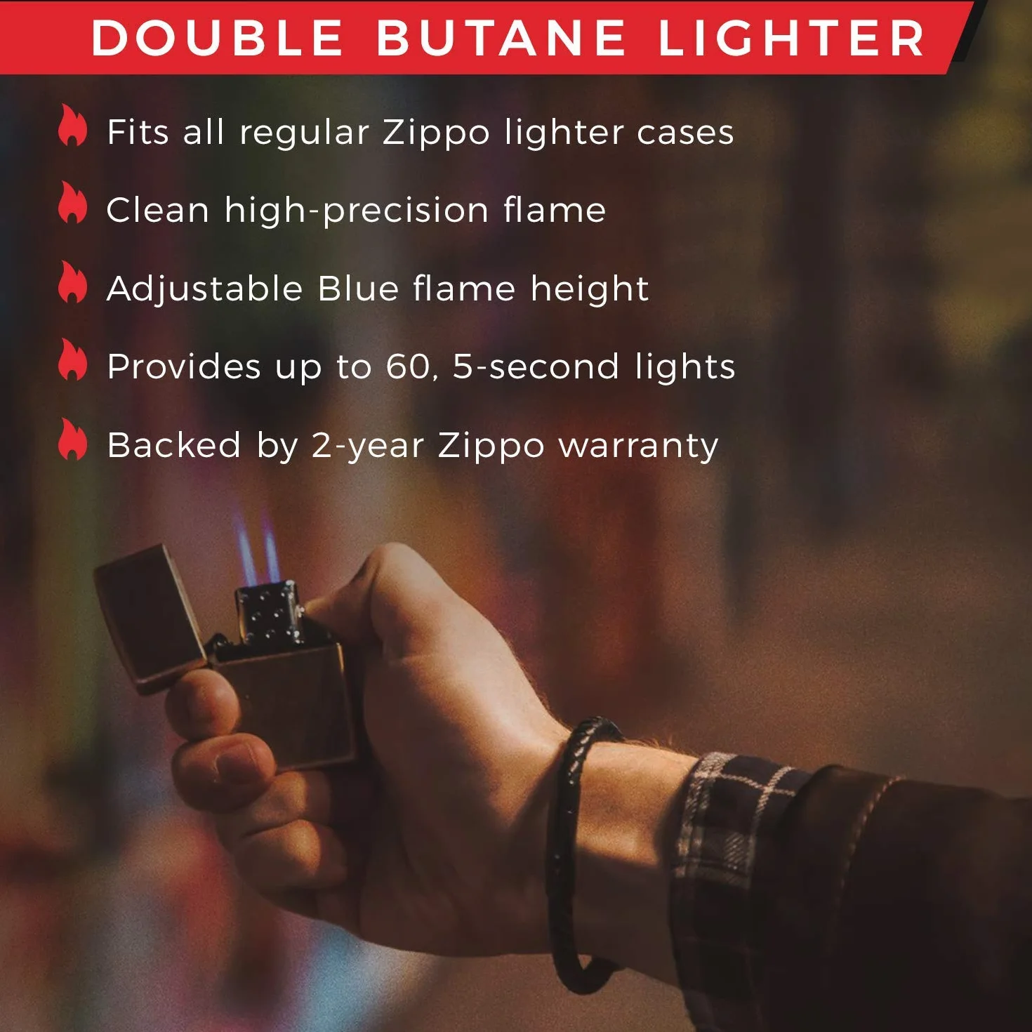 Zippo Wkład Gazowy do Zapalniczek Sztormowych, Double Flame Insert, Napełniany Gazem Butanowym, Pasuje do Wszystkich Klasycznych Obudów Zippo