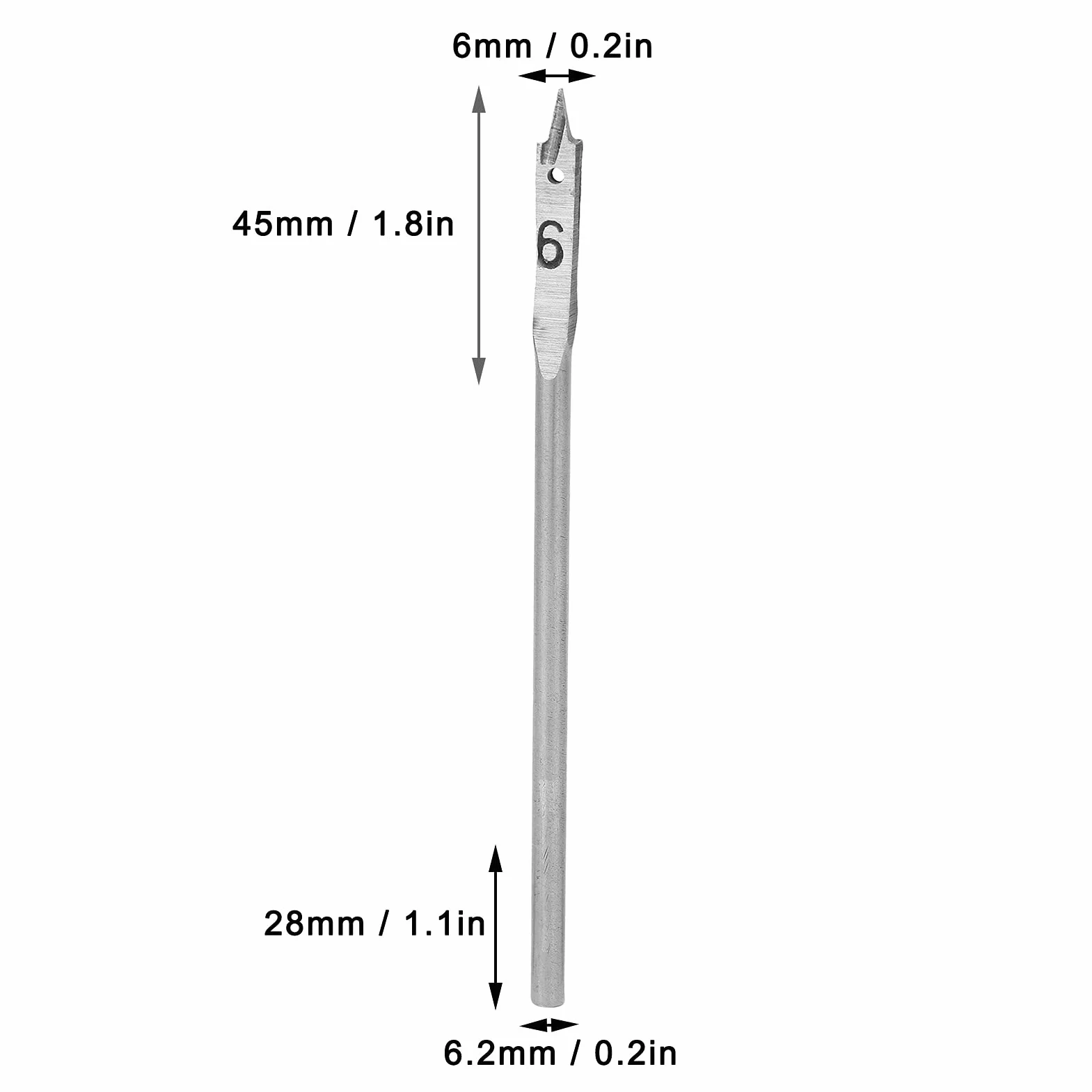 4 szt. Zestaw wierteł łopatkowych, 12mm płaskie wiertło do drewna, wiosło ze stali wysokowęglowej płaskie bity otwieracz do otworów w drewnie DIY narzędzia do wiercenia (6mm)