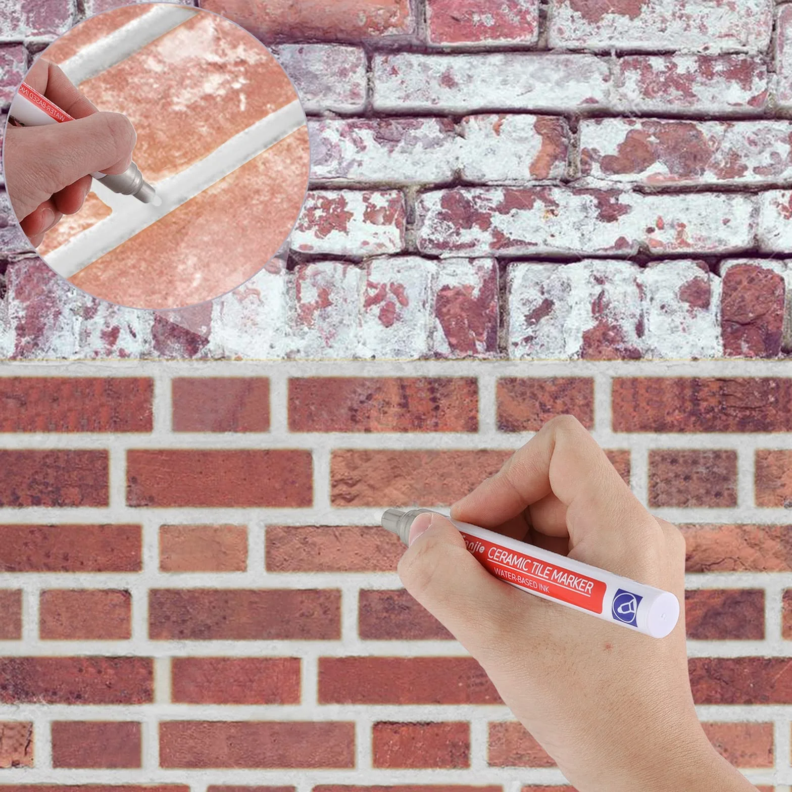 Szary długopis do płytek, 6 sztuk marker fug, wypełnienie fugi do naprawy i renowacji płytek, podłogi, kuchni i łazienki