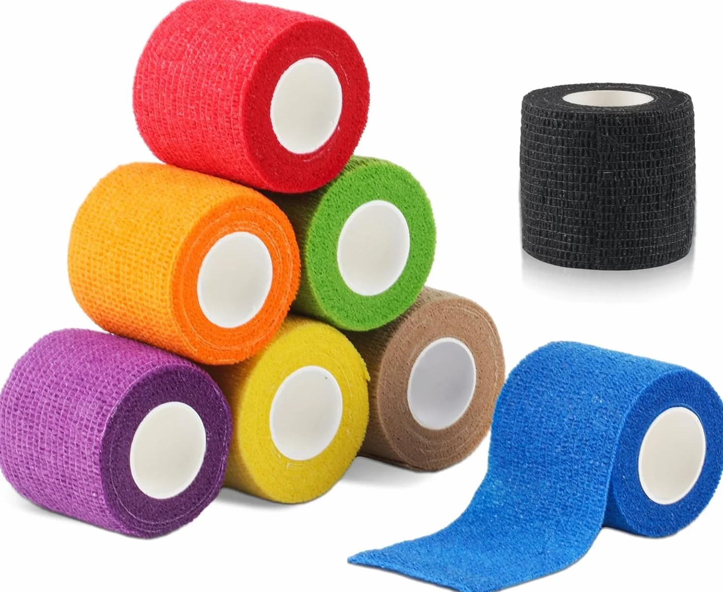 Kolorowe bandaże samoprzylepne, 8 rolek 2" x 4,5 m samoprzylepnych bandaży weterynaryjnych, samoprzylepne, elastyczne bandaże samoprzylepne, taśmy dla zwierząt domowych, pokrowce do tatuażu.