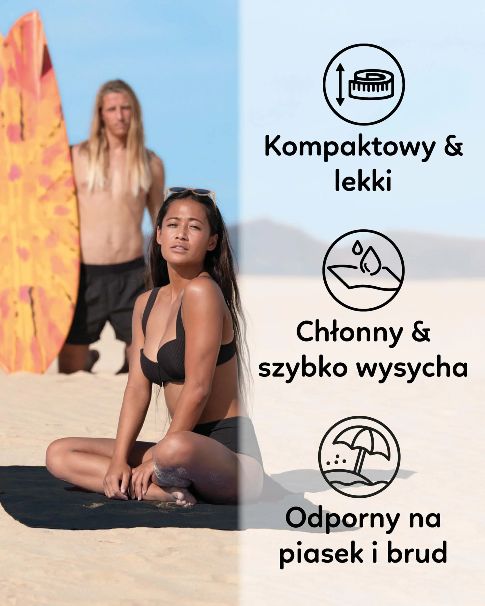 Fit-Flip Ręcznik z mikrofibry - kompaktowy, ultralekki i szybkoschnący - ręczniki z mikrofibry - idealne ręczniki sportowe, plażowe i podróżne - (1x 30x50cm Czarny)
