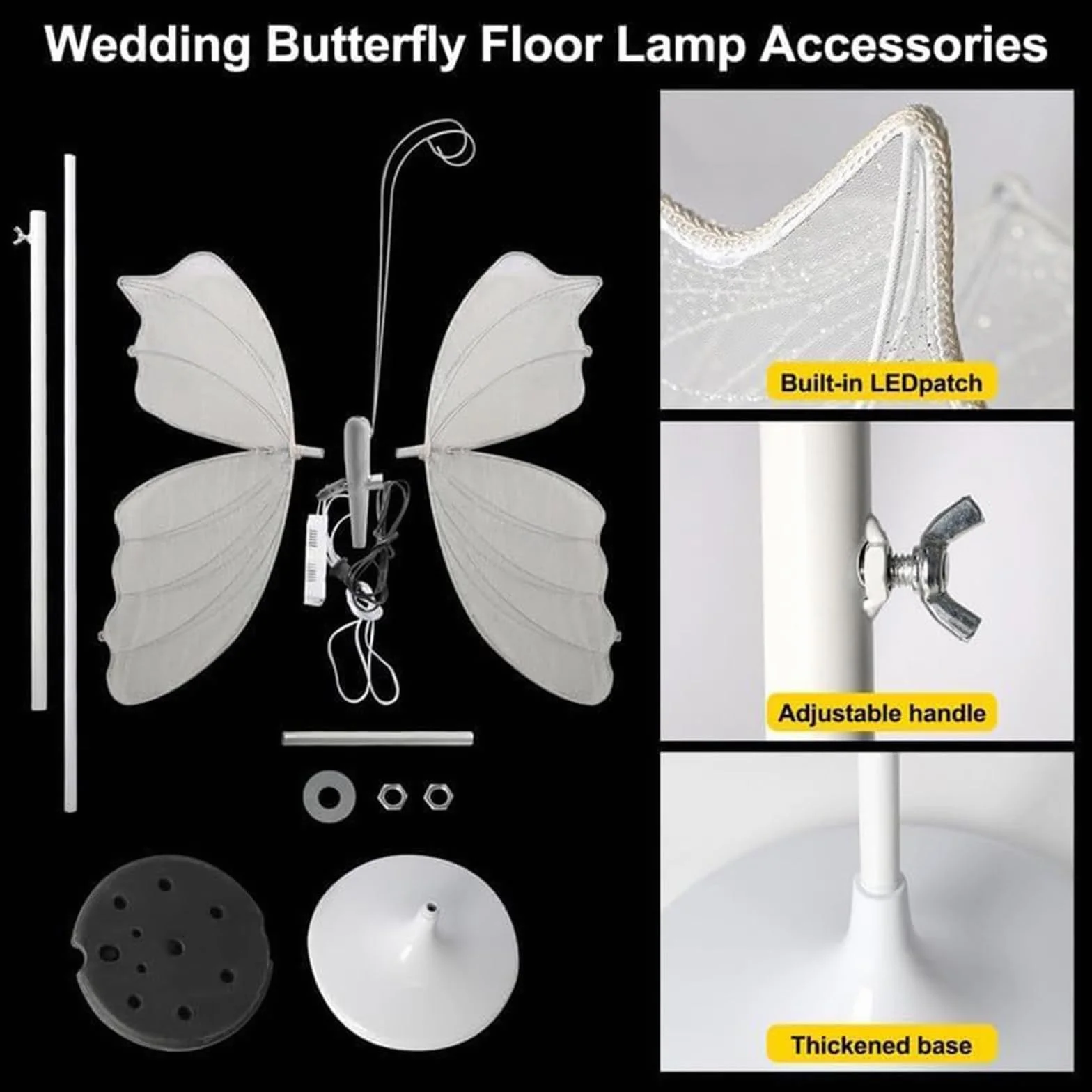 Lampa podłogowa z regulacją wysokości, nowoczesna lampka do czytania, skrzydła motyla LED, dekoracja do przejścia, patio, trawnika, stylowe ozdoby