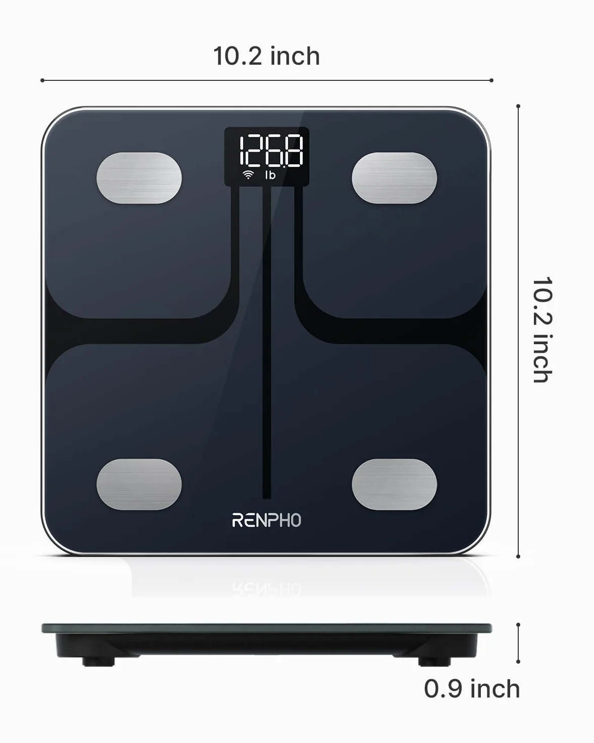 RENPHO Inteligentne Wi-Fi Wagi tkanki tłuszczowej do masy ciała, Cyfrowa waga łazienkowa Waga Bluetooth, Monitor składu ciała Wagi BMI z aplikacją na smartfona do toru fitness, technologia Step-On, czarny