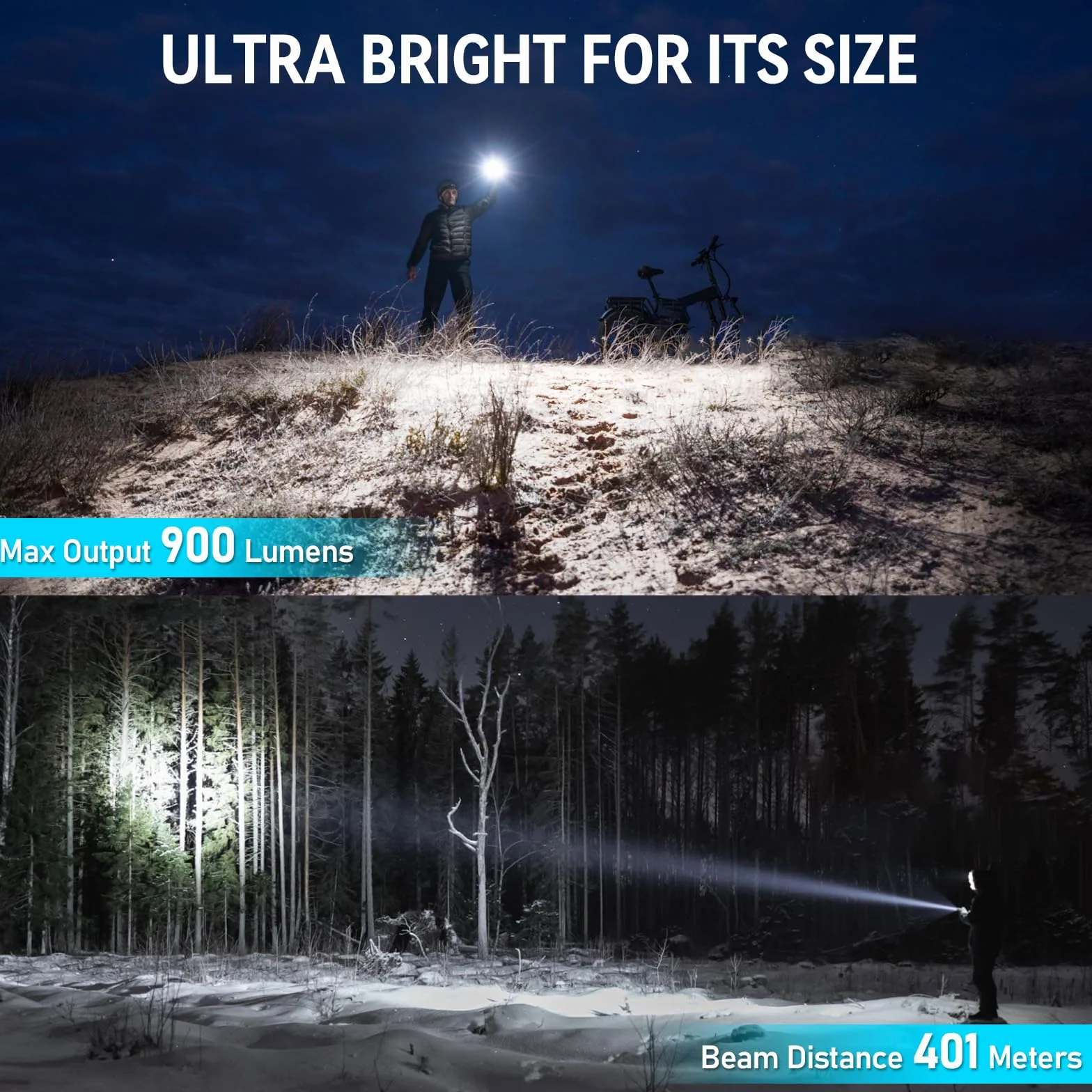Wurkkos TS15 Mini latarka AA 900 lumenów, ładowalna latarka LED o zasięgu świecenia 228 m, kompatybilna z bateriami AA, kompaktowa i jasna latarka na kemping, wędrówki, sytuacje awaryjne