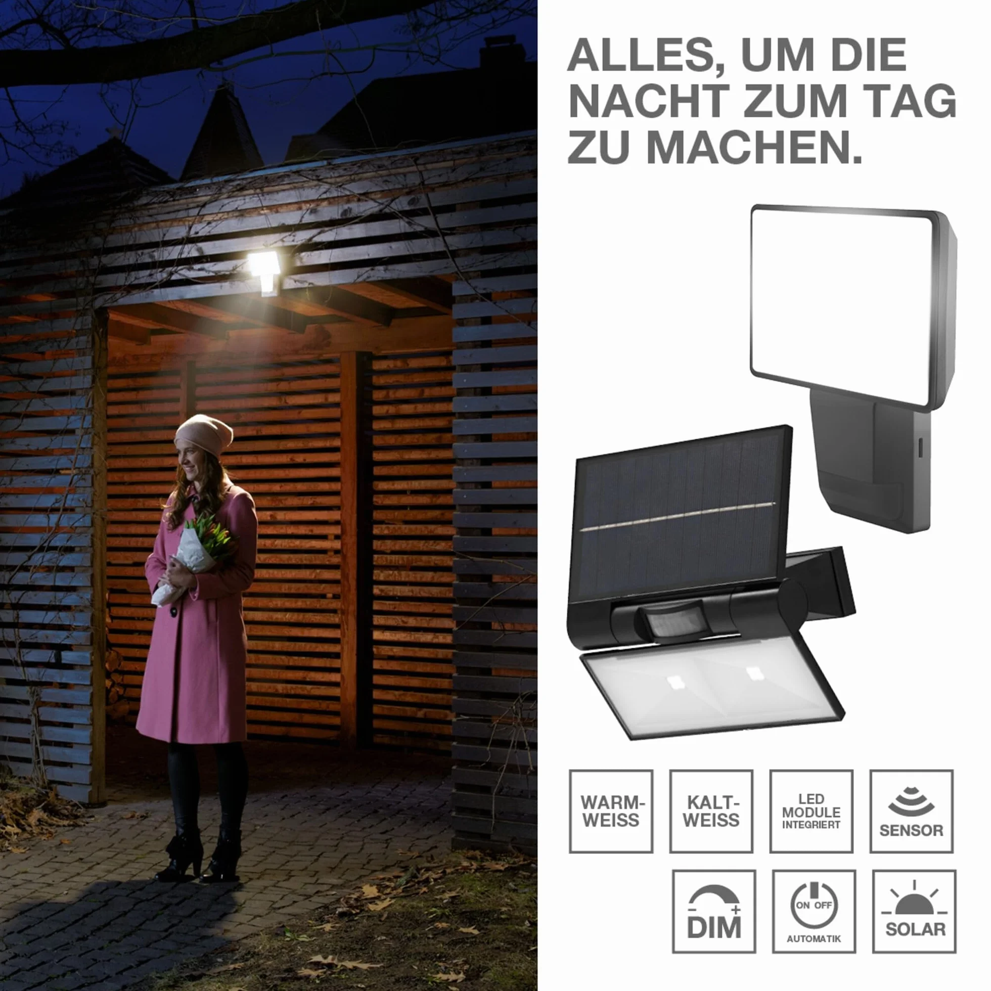 OSRAM ENDURA PRO Bardzo wydajny zewnętrzny reflektor ścienny z czujnikiem ruchu i szerokim kątem świecenia, o innowacyjnej konstrukcji optycznej, 27 W w kolorze ciemnoszarym, stopień ochrony IP55, do | ENDURA PRO czujnik Flood, latarnia zewnętrzna, ciemno