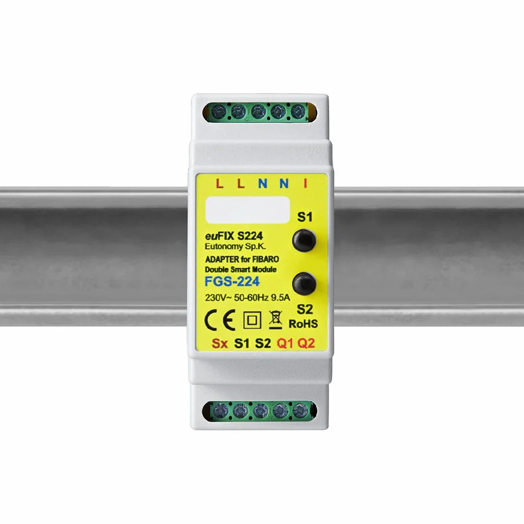 Adapter euFIX do szyny DIN do FIBARO Double Smart Module z przyciskami, euFIX S224