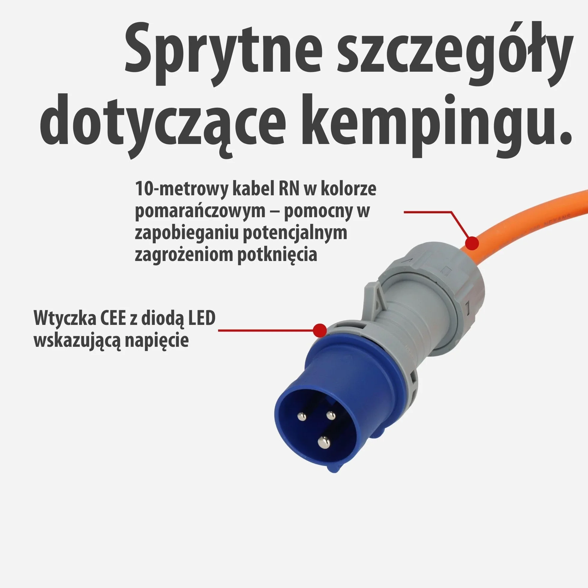 Brennenstuhl CEE 230V przedłużacz kempingowy 10m z wskaźnikiem napięcia LED (kabel H07RN-F 3G2,5, kabel zasilający do campingu do stałego użytkowania na zewnątrz IP44, Made in Germany)