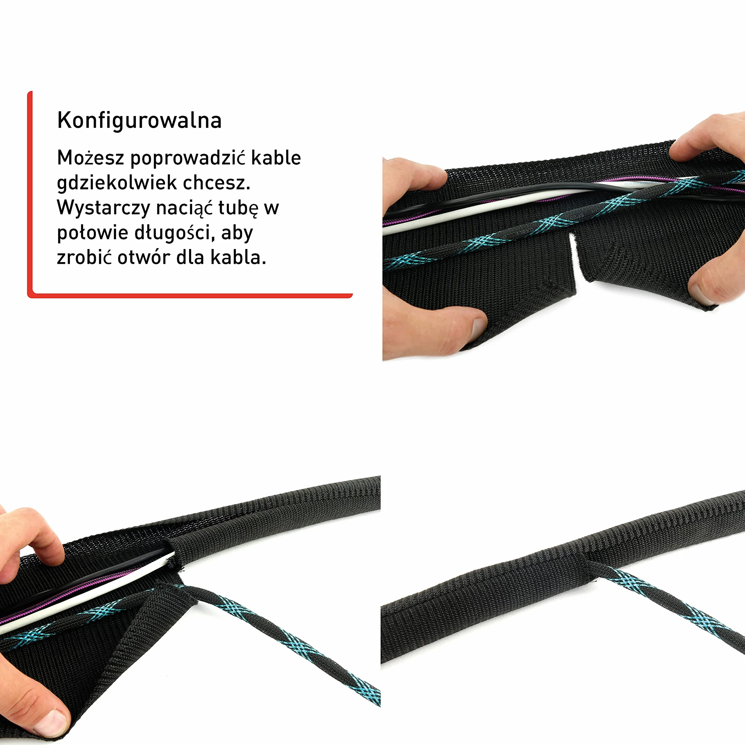 Maskownica na Kable Tuba na Kable Ochrona Kabli Kanał Kablowy Tkana Osłona Samozamykająca - Elastyczna Wytrzymała - LTC CABLE TUBE - 25 m - Biała - PRO 5120