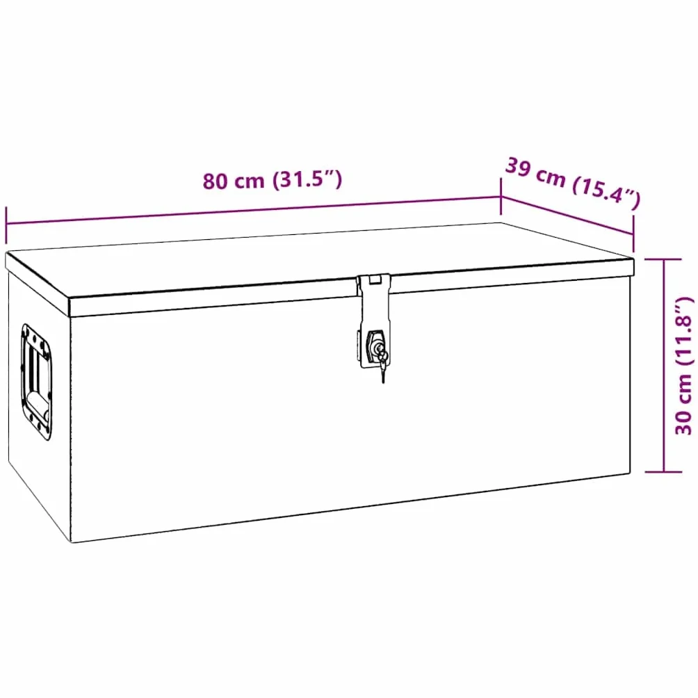 Pudełko do przechowywania, czarne, aluminiowe, 80 x 39 x 30 cm, z systemem zamykania i uchwytem, skrzynka narzędziowa do warsztatu i gospodarstwa domowego, przestronna skrzynka na narzędzia