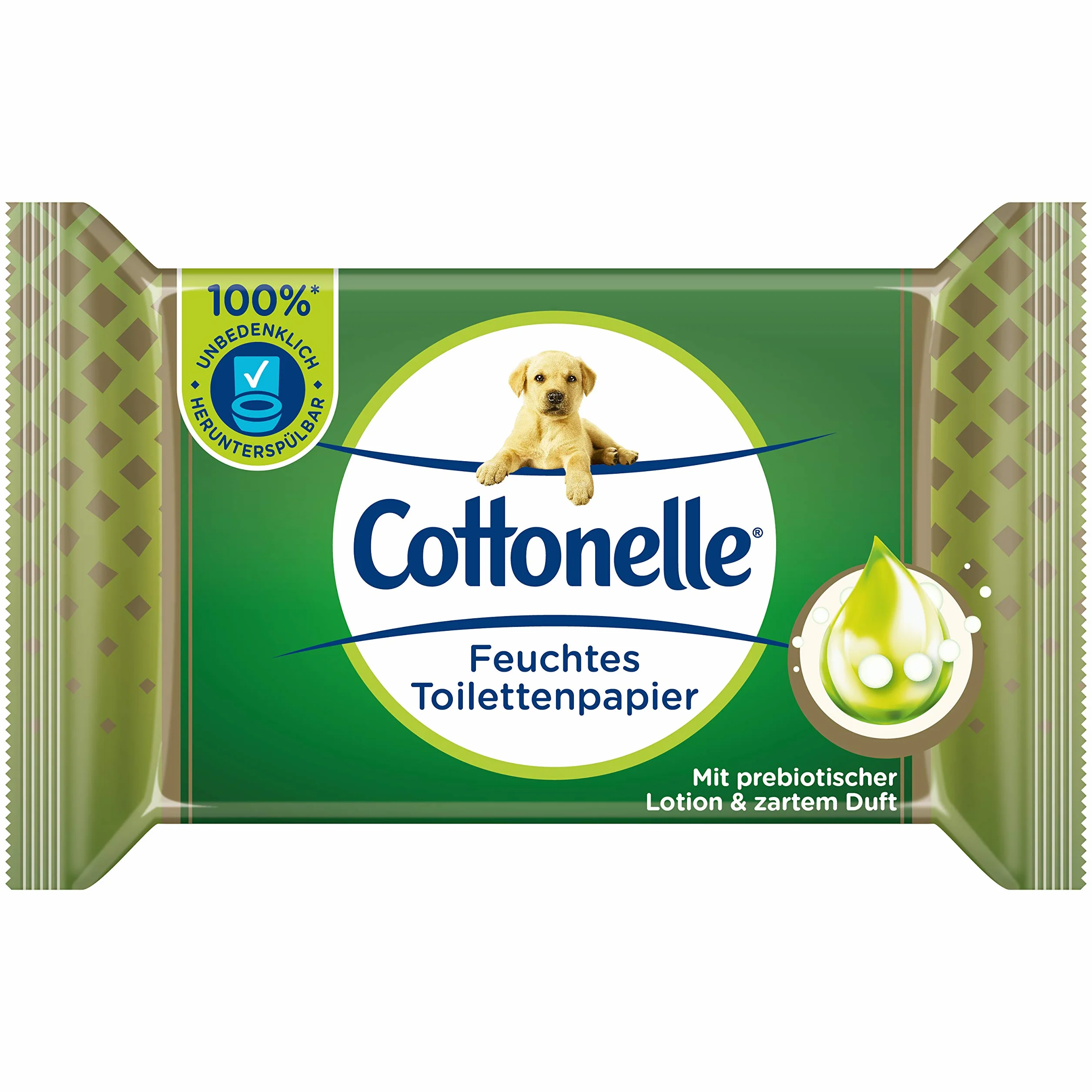 Cottonelle Wilgotny papier toaletowy, kojąca czystość, z balsamem prebiotycznym, biodegradowalny, bez plastiku, wielokrotnego zamykania, pojedyncze opakowanie, 38 chusteczek nawilżanych, 38 sztuk (1