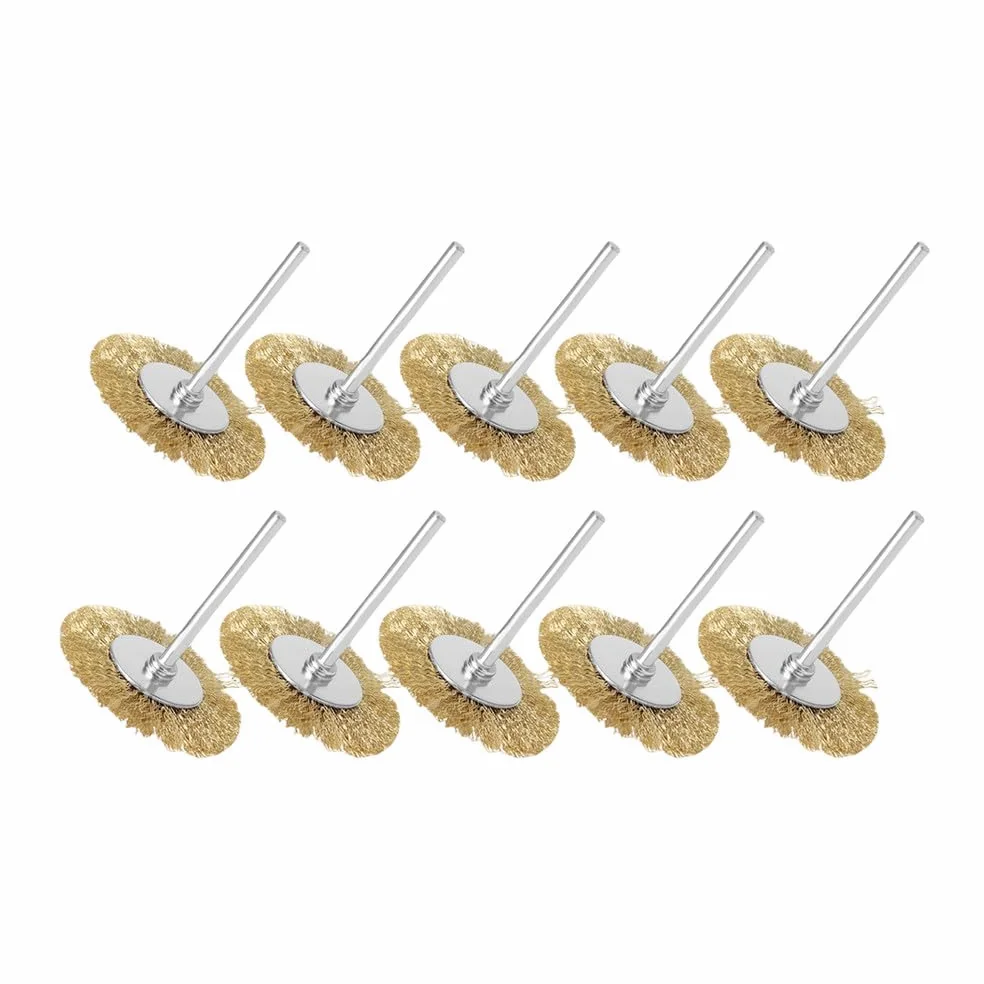 30/50PCS Zagięte mosiężne szczotki tarczowe druciane szczotki do akcesoriów obrotowych narzędzia polerujące do szlifierki obrotowej, 50PCS