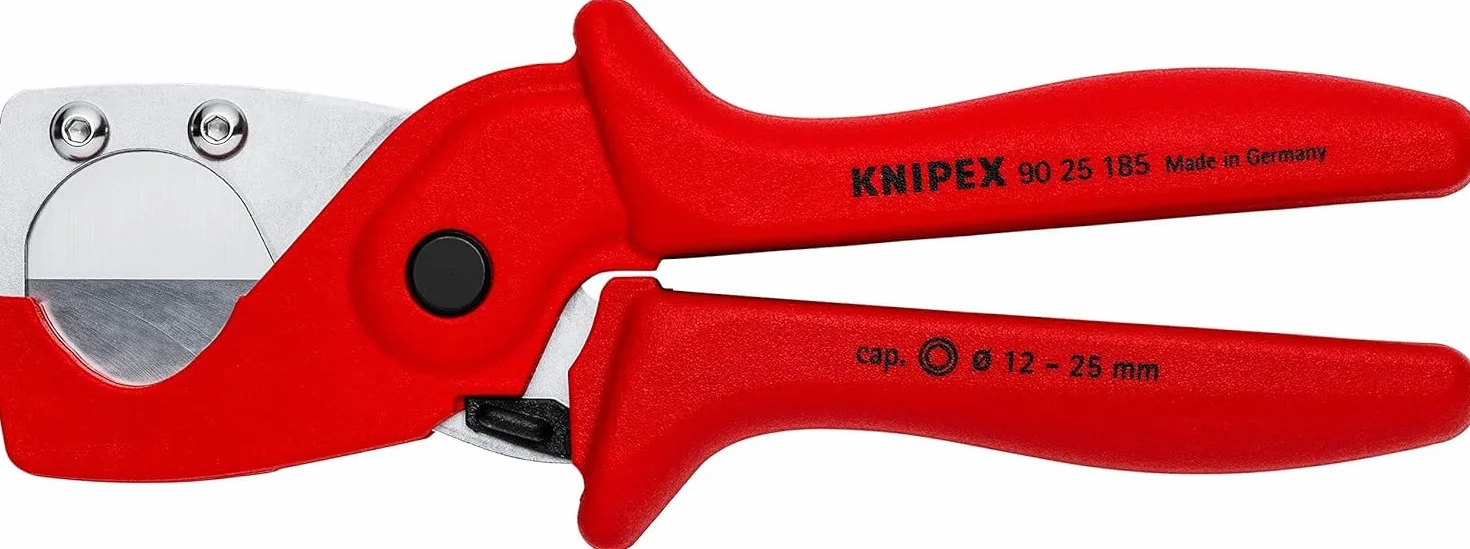 KNIPEX Obcinak do rur z tworzywa sztucznego i kompozytowych z wytrzymałego, wzmacnianego włóknem szklanym tworzywa sztucznego 185 mm, 90 25 185