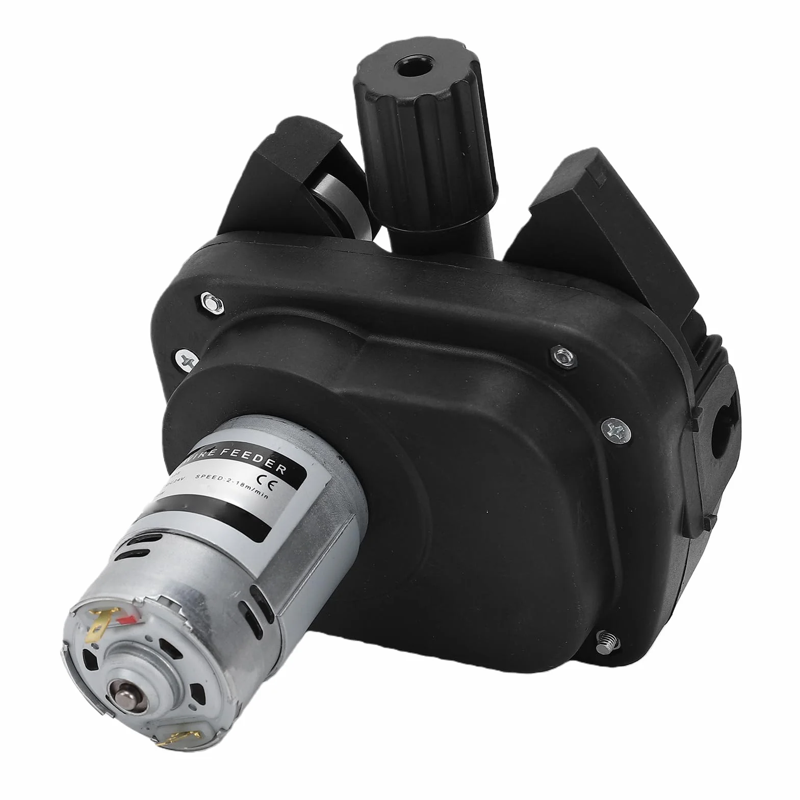 Aramox Silnik Podajnika Drutu Spawalniczego MIG, 4-rolkowy System Podajnika Drutu ABS, 40 W 1,5 A 2 do 18 M Min z Pokrętłem Regulacji Skali, Pasuje do o średnicy 0,8 1,0 Mm Szpul 5 Kg Naprawa