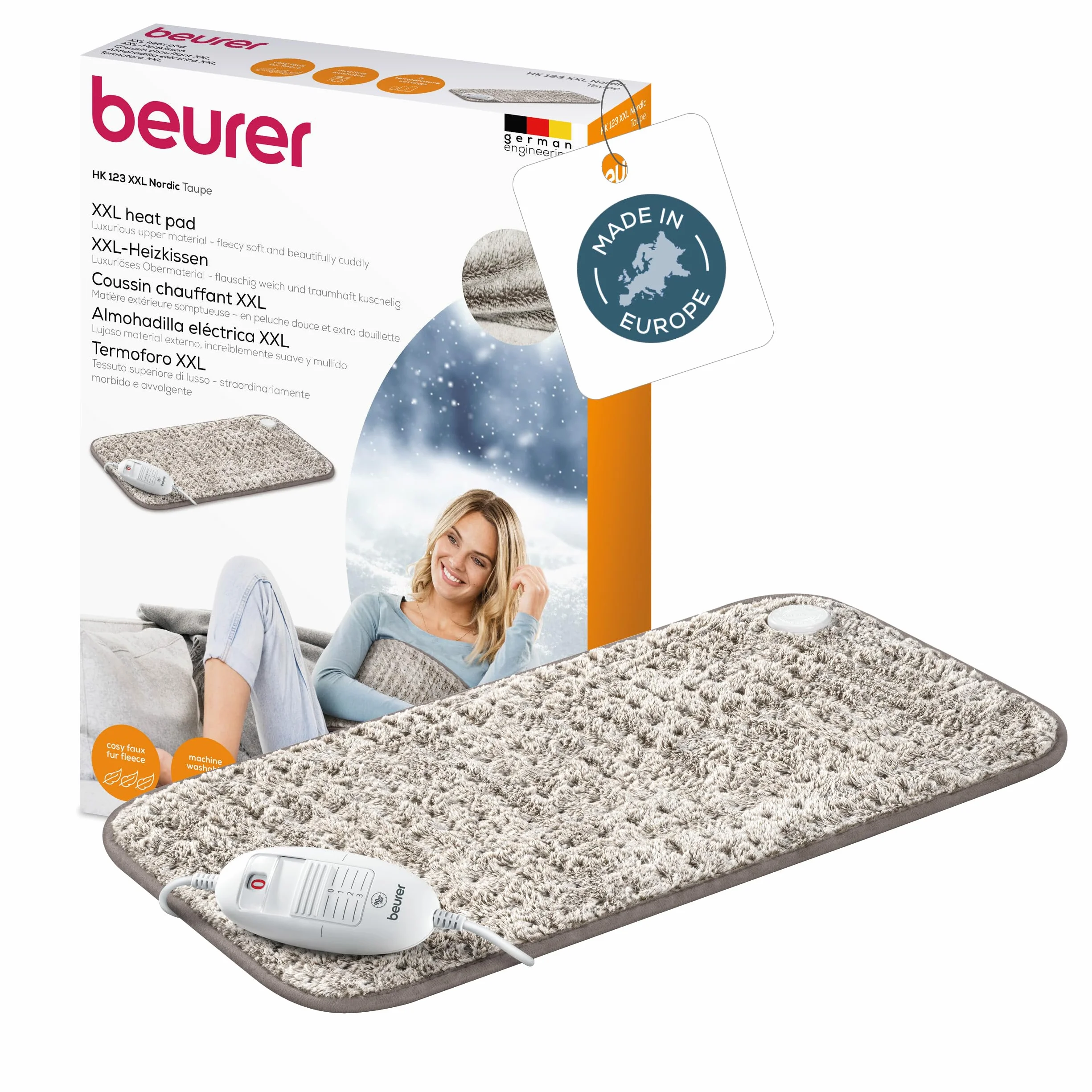 Beurer HK 123 XXL Nordic poduszka grzewcza 60x30 cm 3 ustawienia temperatury automatyczne wyłączanie