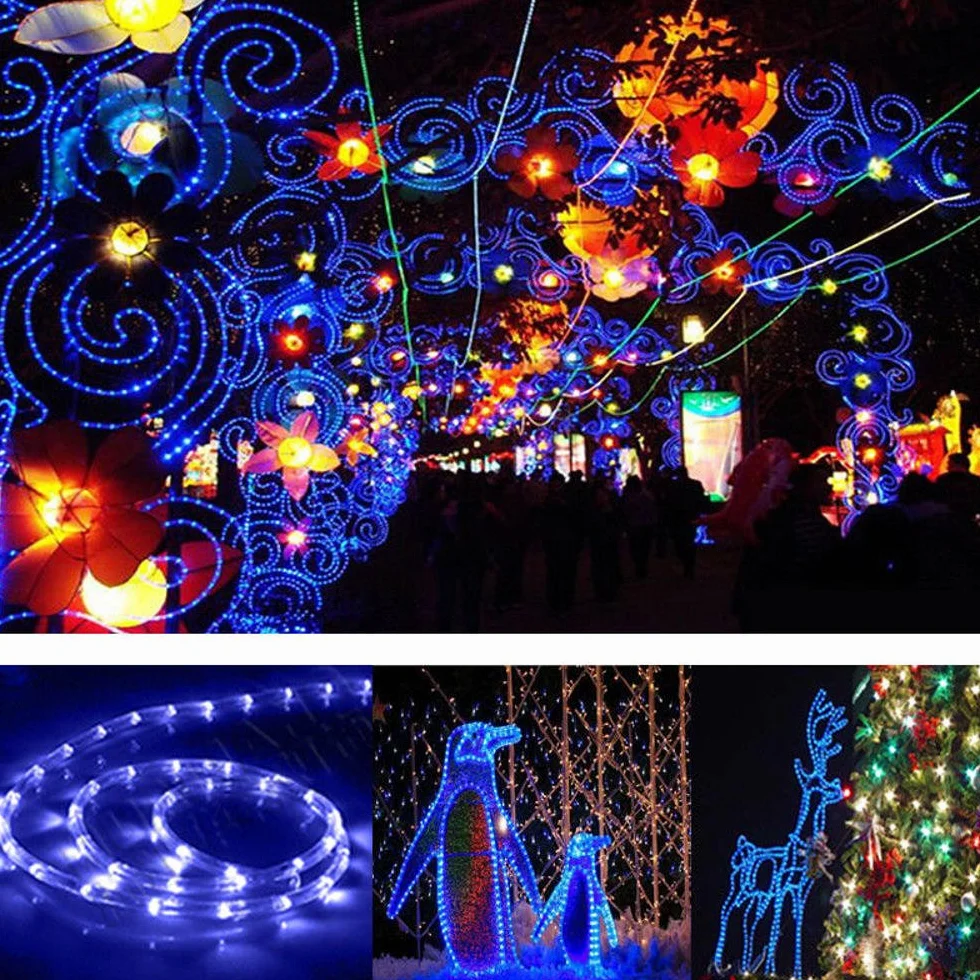 Wąż świetlny LED, kompletny zestaw z akcesoriami, łańcuch świetlny, zielony, czerwony, ciepły biały, niebieski, model przestrzeni barw RGB, 5 m do 50 m, F3 LED, do użytku wewnątrz i na zewnątrz, oświetlenie dekoracyjne 20 Meter zielony