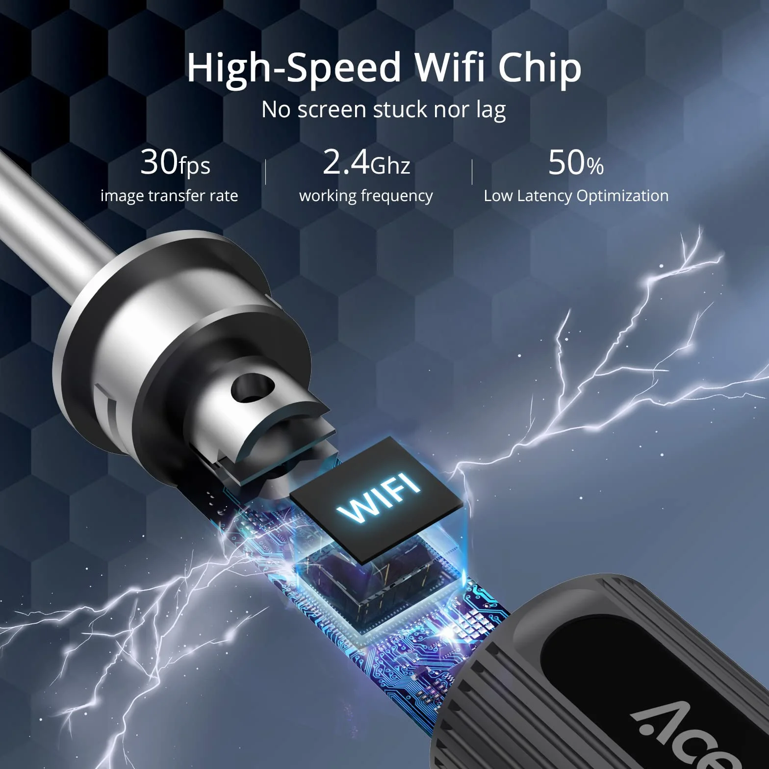 Acekool Wifi urządzenie do usuwania woskowiny usznej, aparat fotograficzny 5 MP HD IP67, ultracienkie, wodoszczelne lusterko do uszu, 3,5 mm, endoskop z 6 diodami LED do iPhone'a, iPada i smartfonów z