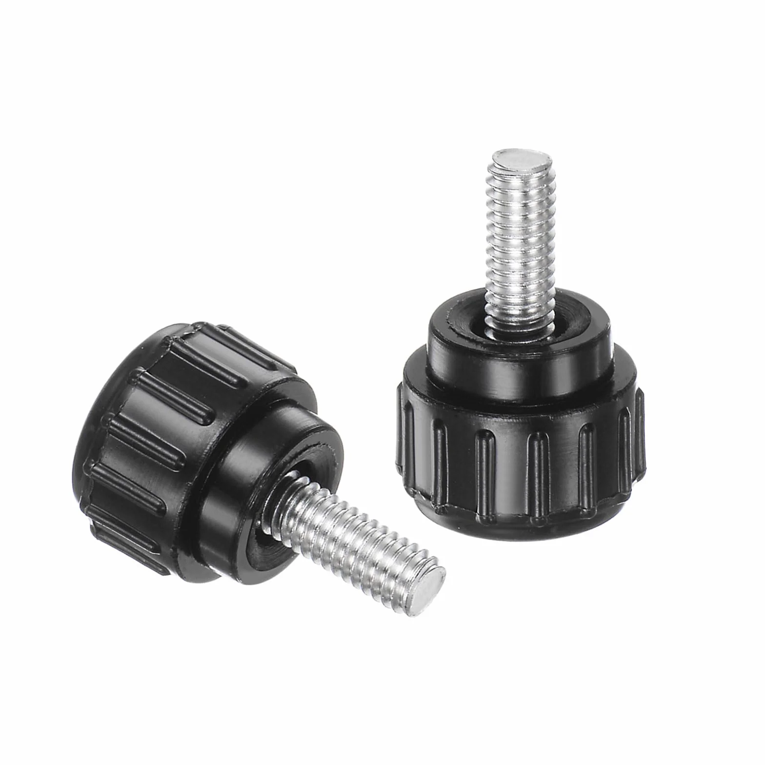 QUARKZMAN 8 sztuk radełkowane uchwyty zaciskowe M4 x 10 mm Śruba z łbem z gwintem męskim stal węglowa ocynkowana metryczna 15 mm okrągła głowa plastikowa gwintowana śruba ręczna czarna