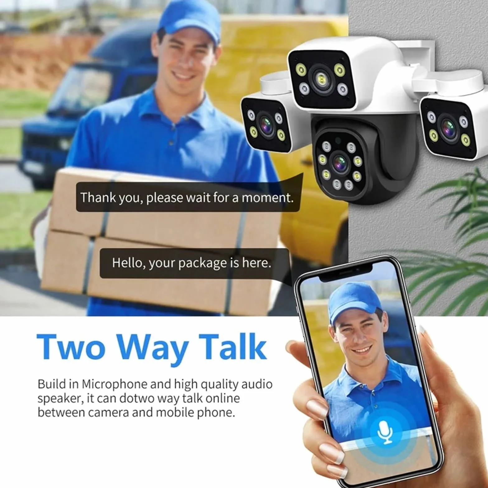 Kamera IP WiFi 6 MP, 3 obiektywy, 3 ekrany, 10-krotny zoom, detekcja AI, automatyczne śledzenie, bezprzewodowa zewnętrzna kamera do monitoringu CCTV | Camera Add 32G SD