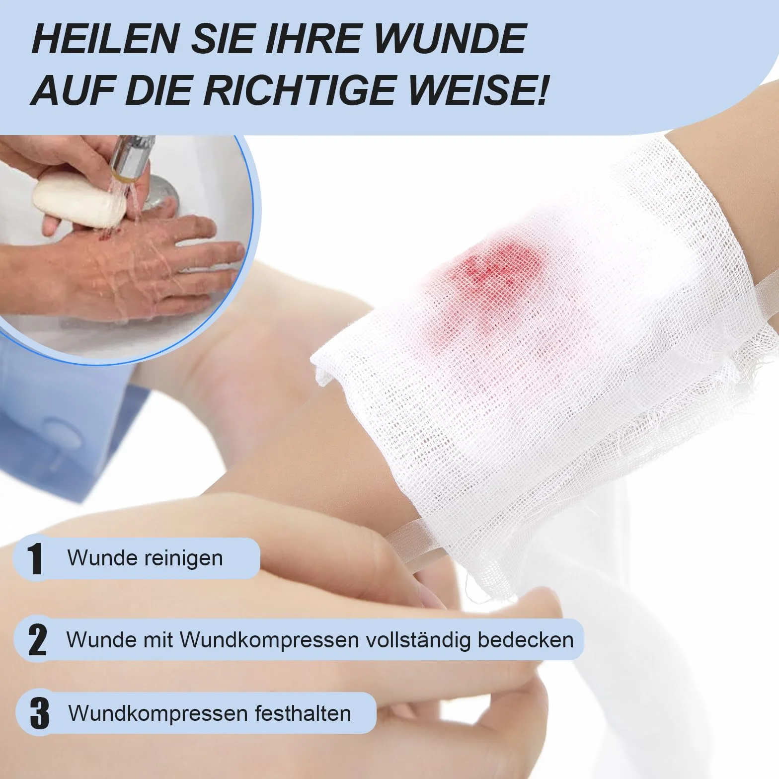STERIL Kompresy z włókniny 7,5 x 7,5 cm 50 sztuk 4-warstwowe nieprzylepne