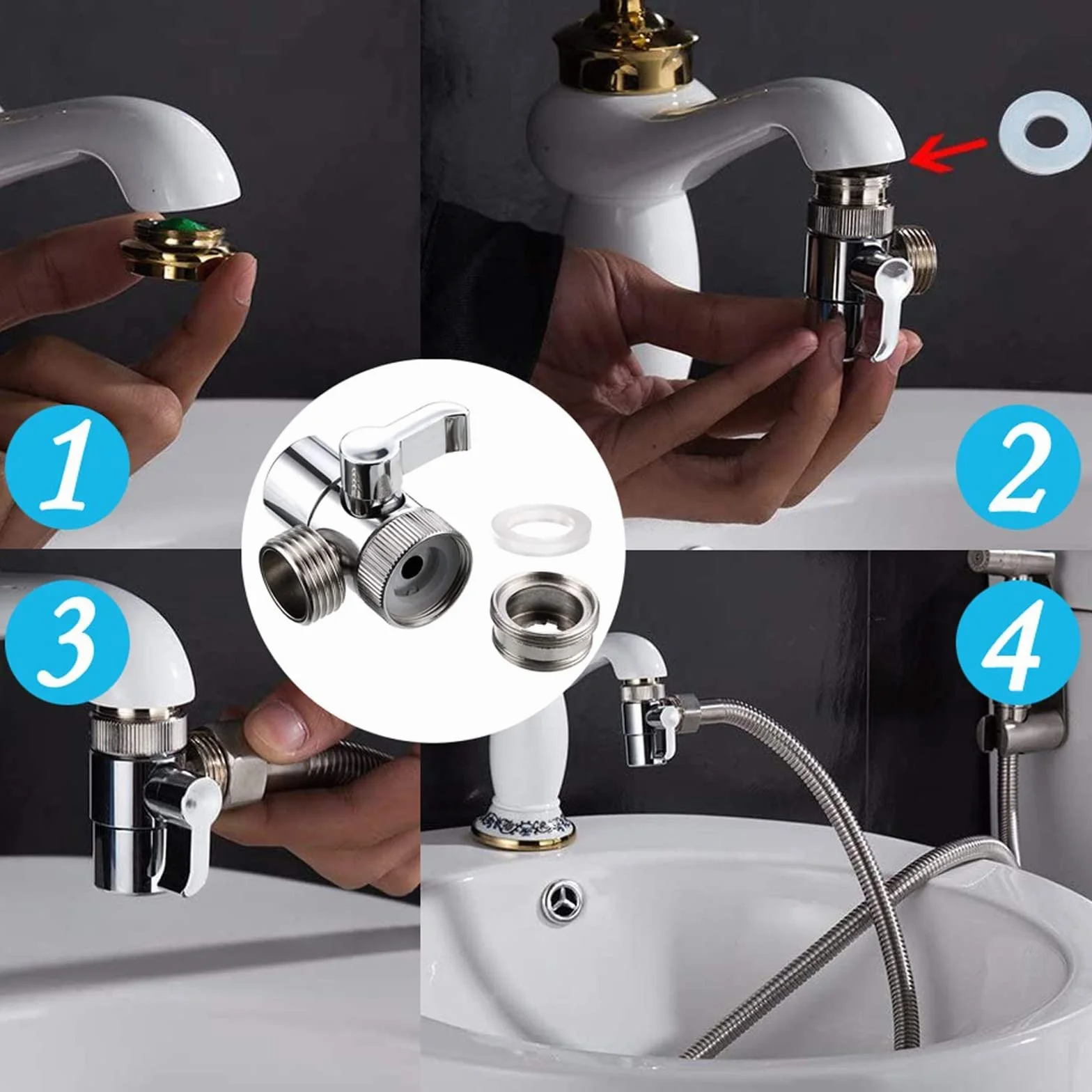 Bidet ręczna słuchawka prysznicowa ze stali nierdzewnej, muzułmański prysznic ze stali nierdzewnej i zestaw do spryskiwania pieluszek materiałowych dla niemowląt – z dozownikiem do kranu, wężem i
