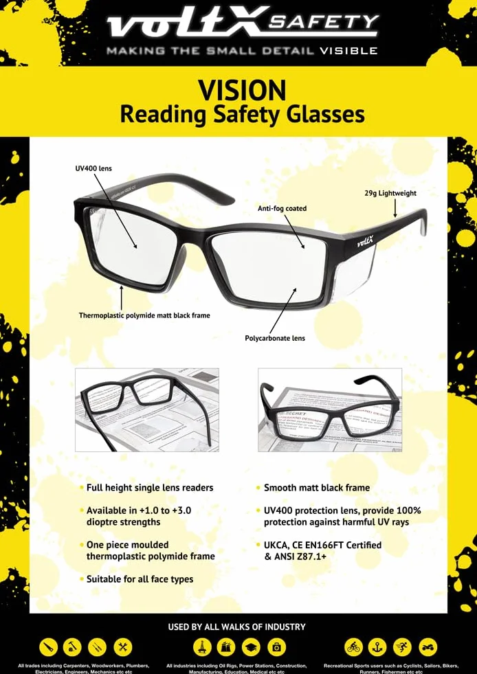 voltX VISION okulary ochronne przeszklone dioptrii UV400