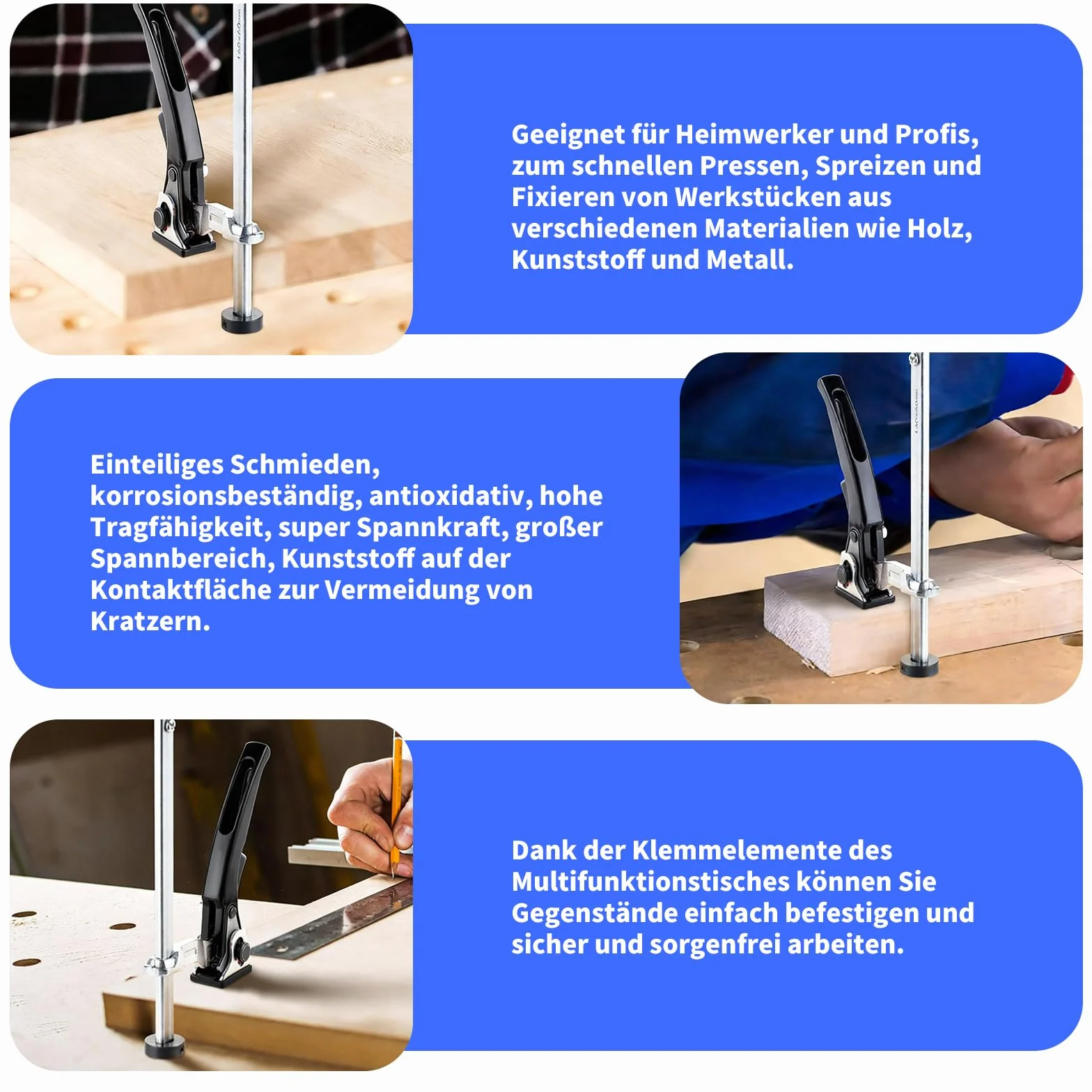 2 sztuki elementu mocującego 20 mm do stołów wielofunkcyjnych, zacisku dźwigni ze stopu aluminium, zakres mocowania 160 mm, kompatybilny wielofunkcyjny stół spawalniczy i CNC, kolor czarny