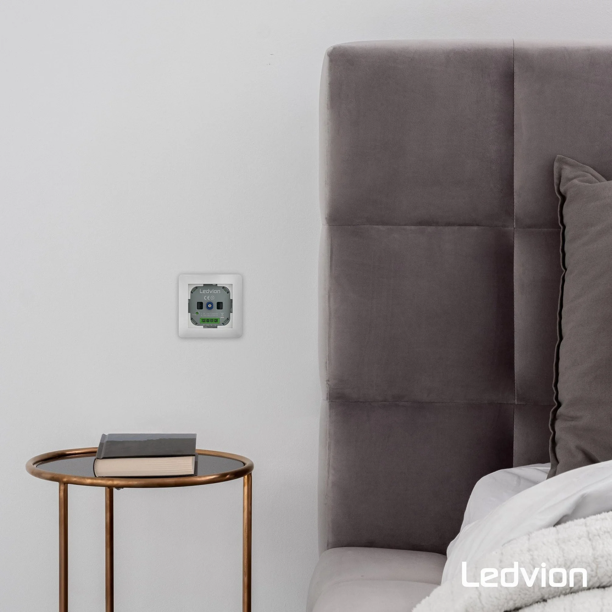 Ledvion Przełącznik ściemniacza LED, LED 3-250 W/halogenowe 3-300 W, biała pokrywa, cięcie fazowe, wbudowany obrotowy ściemniacz, wariator obrotowy LED