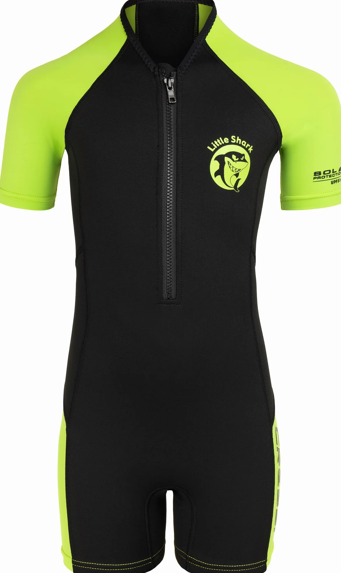 Cressi Unisex-Youth Little Shark Shorty Wetsuit Pianka Z Neoprenu Dla Dzieci,Czarny/Limonka,9/10 Lat,Xdg003306