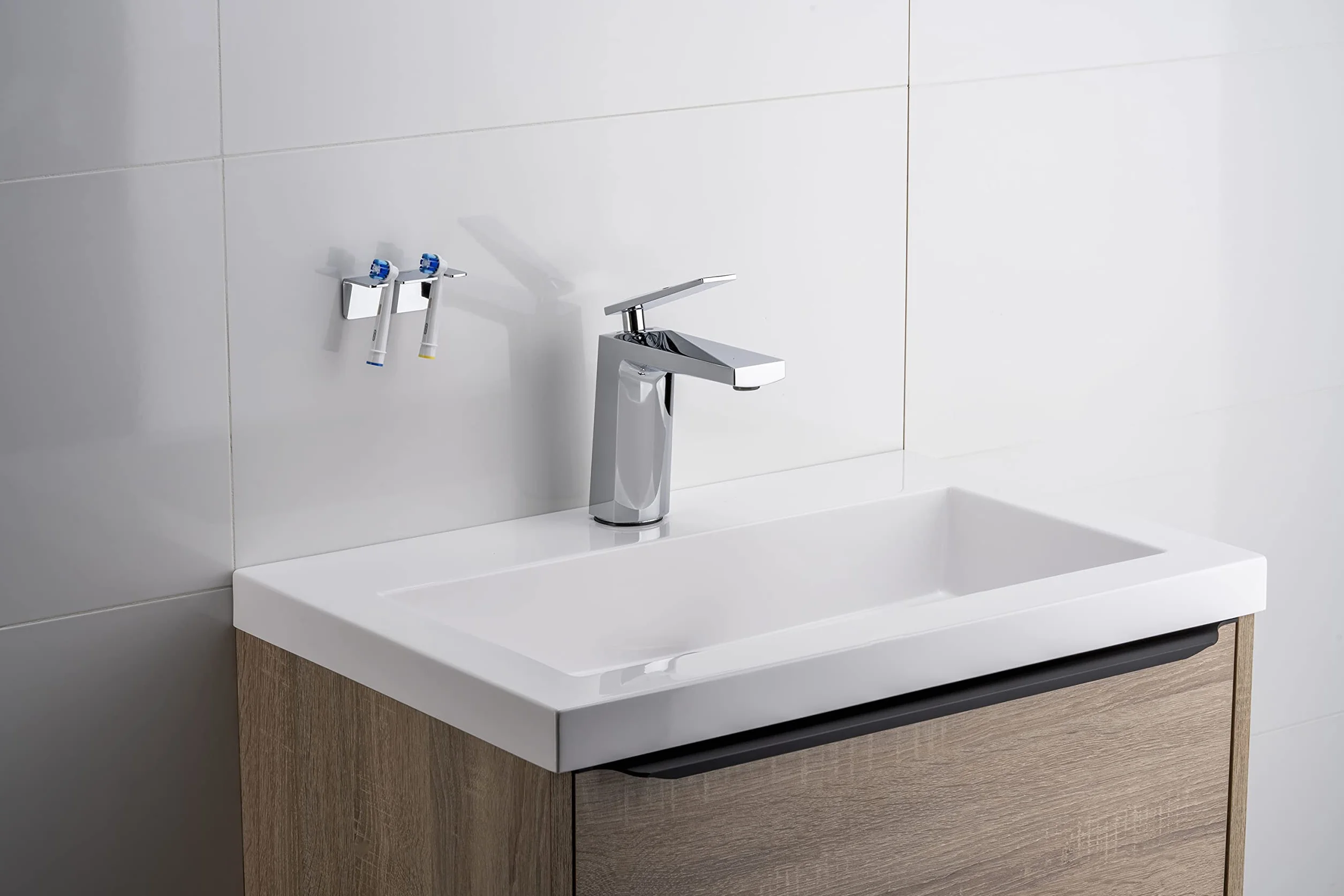 44S1 Mała Bateria Łazienkowa | Mieszacz Chromowany z Kartuszem Ceramicznym Przeciwko Wyciekom | Trwała Bateria Mosiężna do Umywalki | Nowoczesny Mieszacz Projekt - Chrom